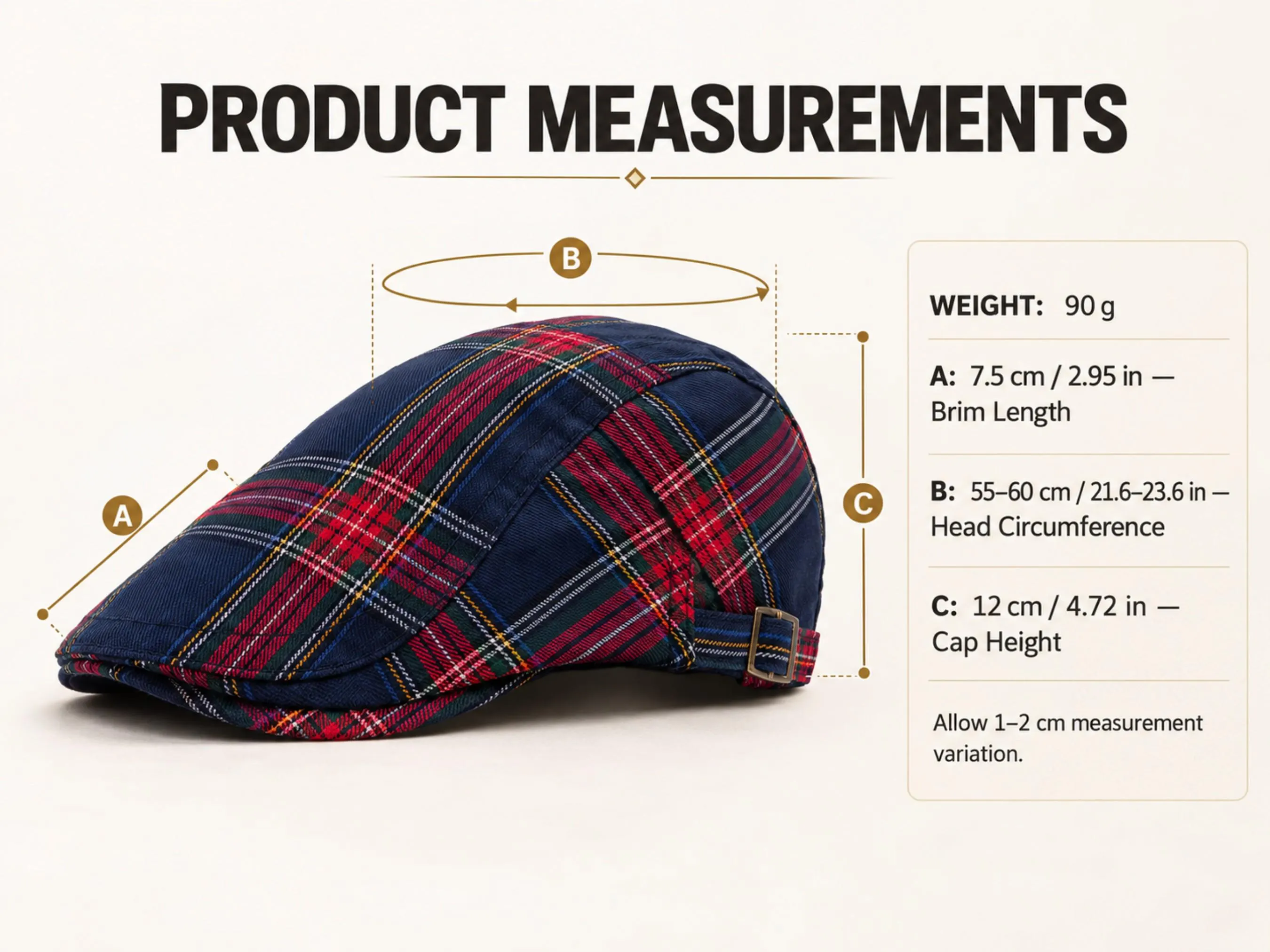 Vintage Plaid Flat Cap | Classic Newsboy Hat | Adjustable Unisex Driving Cap | Retro Casual Beret - image 4