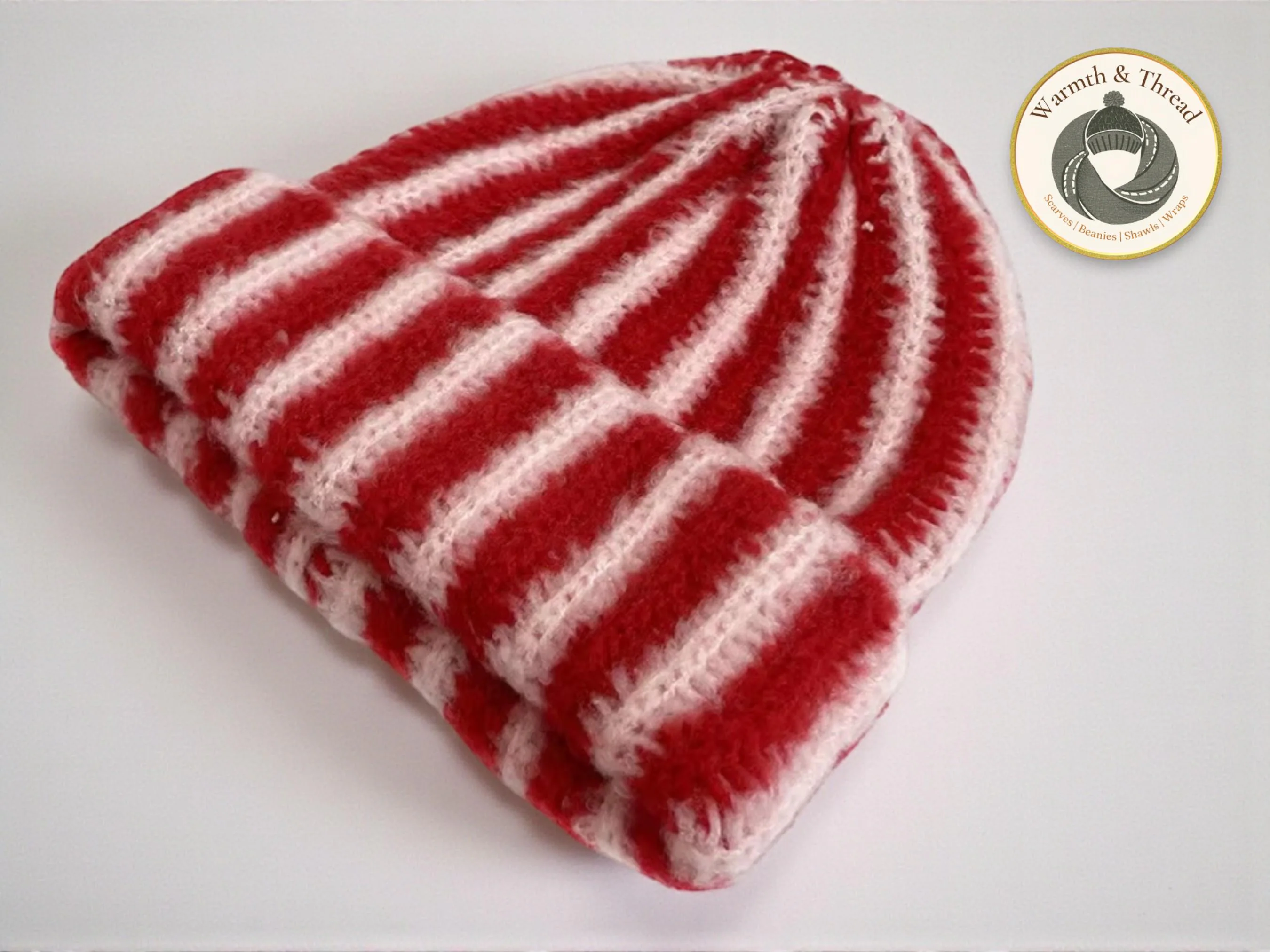 Handmade Striped Crochet Beanie | Two-Tone Winter Hat