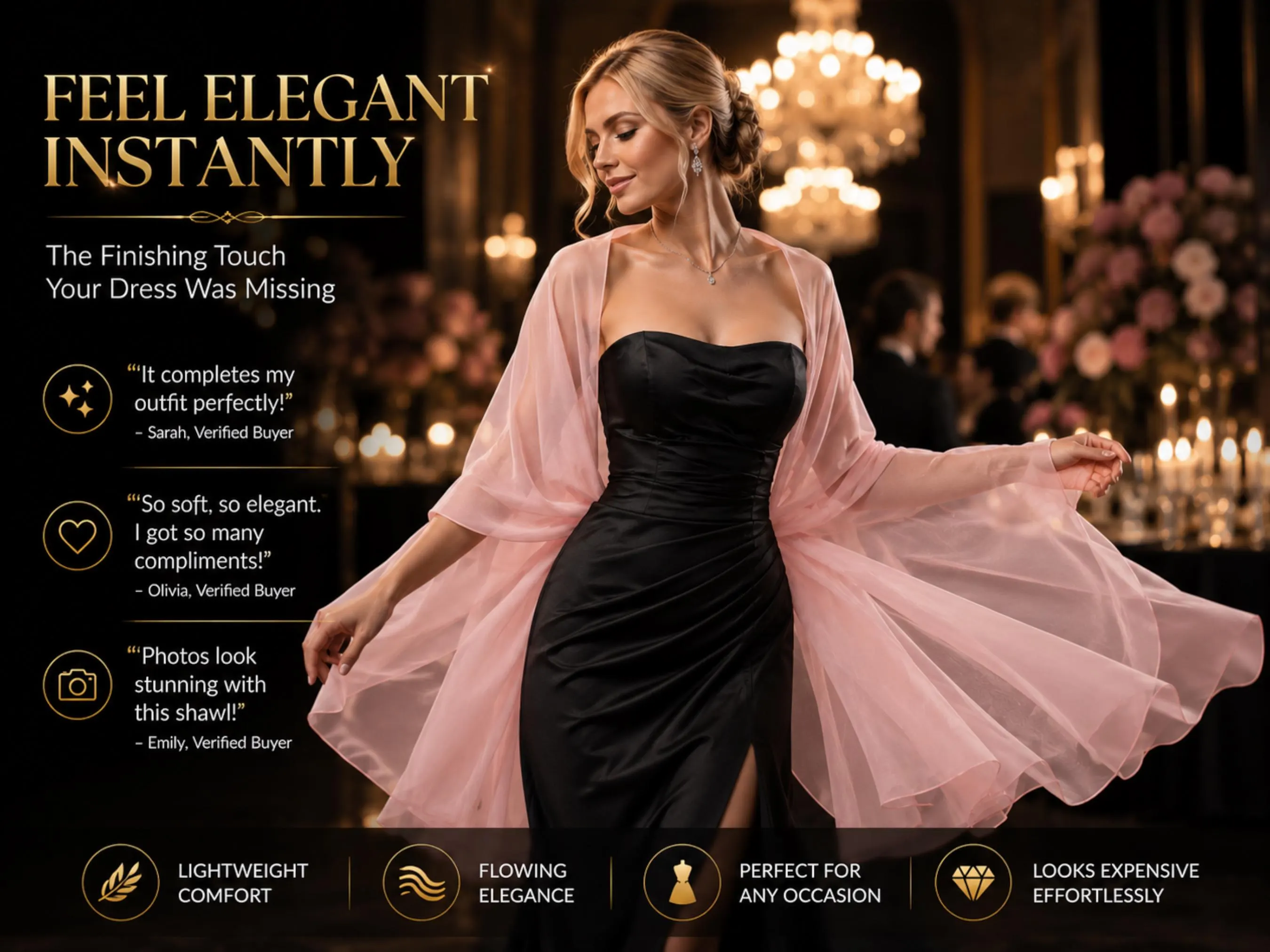Chiffon Evening Shawl Wrap: Lightweight, Soft, Elegant Formal Cover Up - image 5