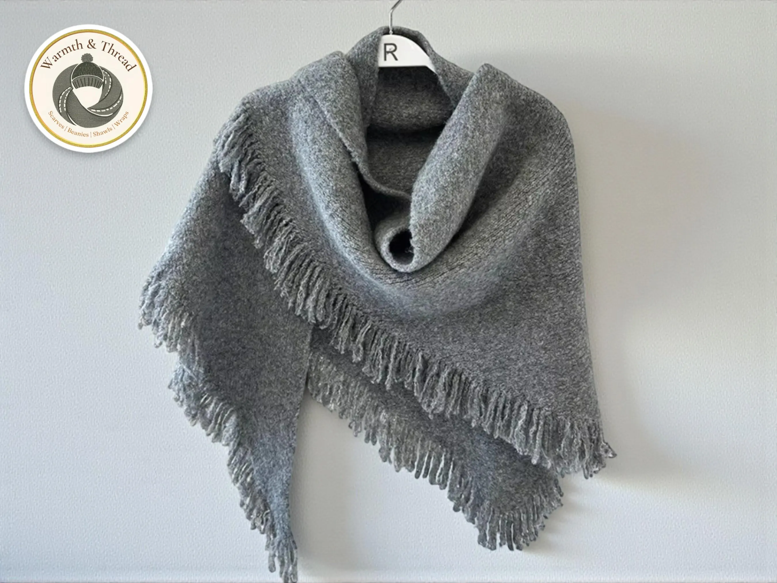 Knitted Triangle Tassel Shawl | Women's Winter Wrap