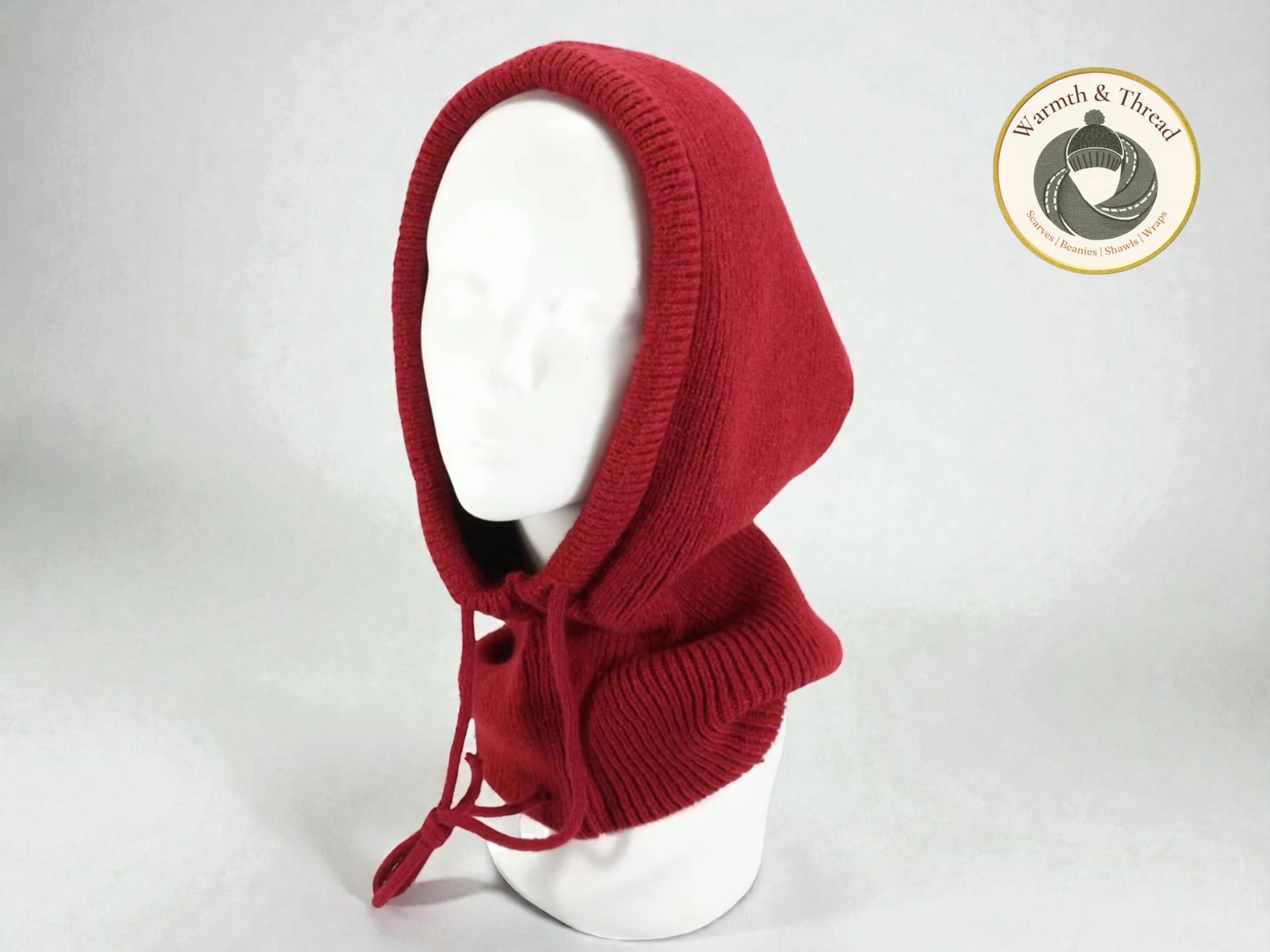 Unisex Knitted Hooded Scarf | Warm Ear Protection Beanie, Neck Wrap Accessory