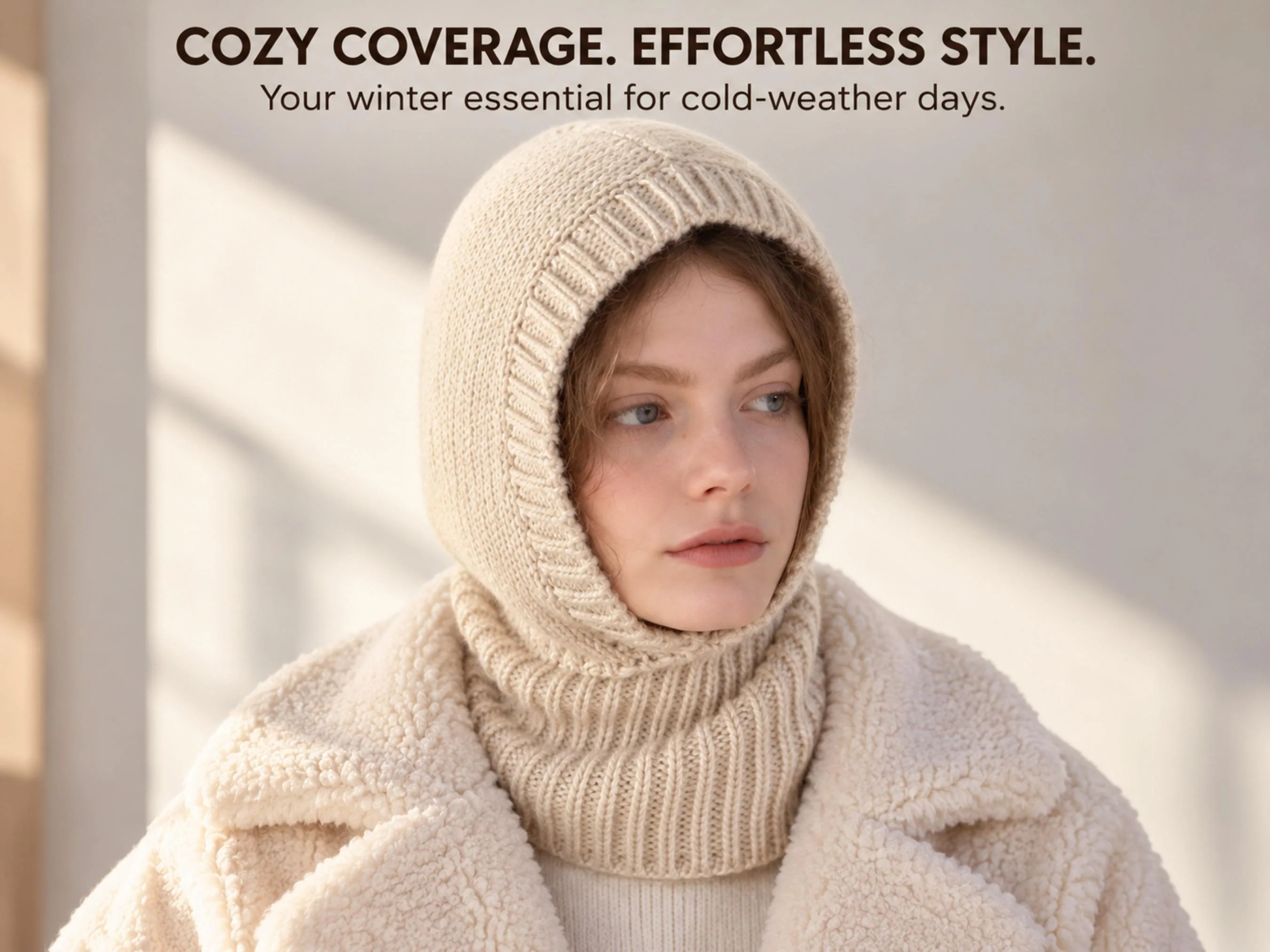 Knit Balaclava Hooded Beanie | Neck Warmer Scarf, Unisex Winter Cap