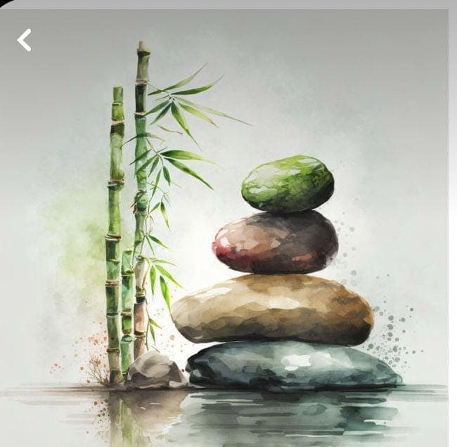 Zen Balance Stones Wall Art Printable | Bamboo Watercolor Art | Peaceful Nature Digital Download