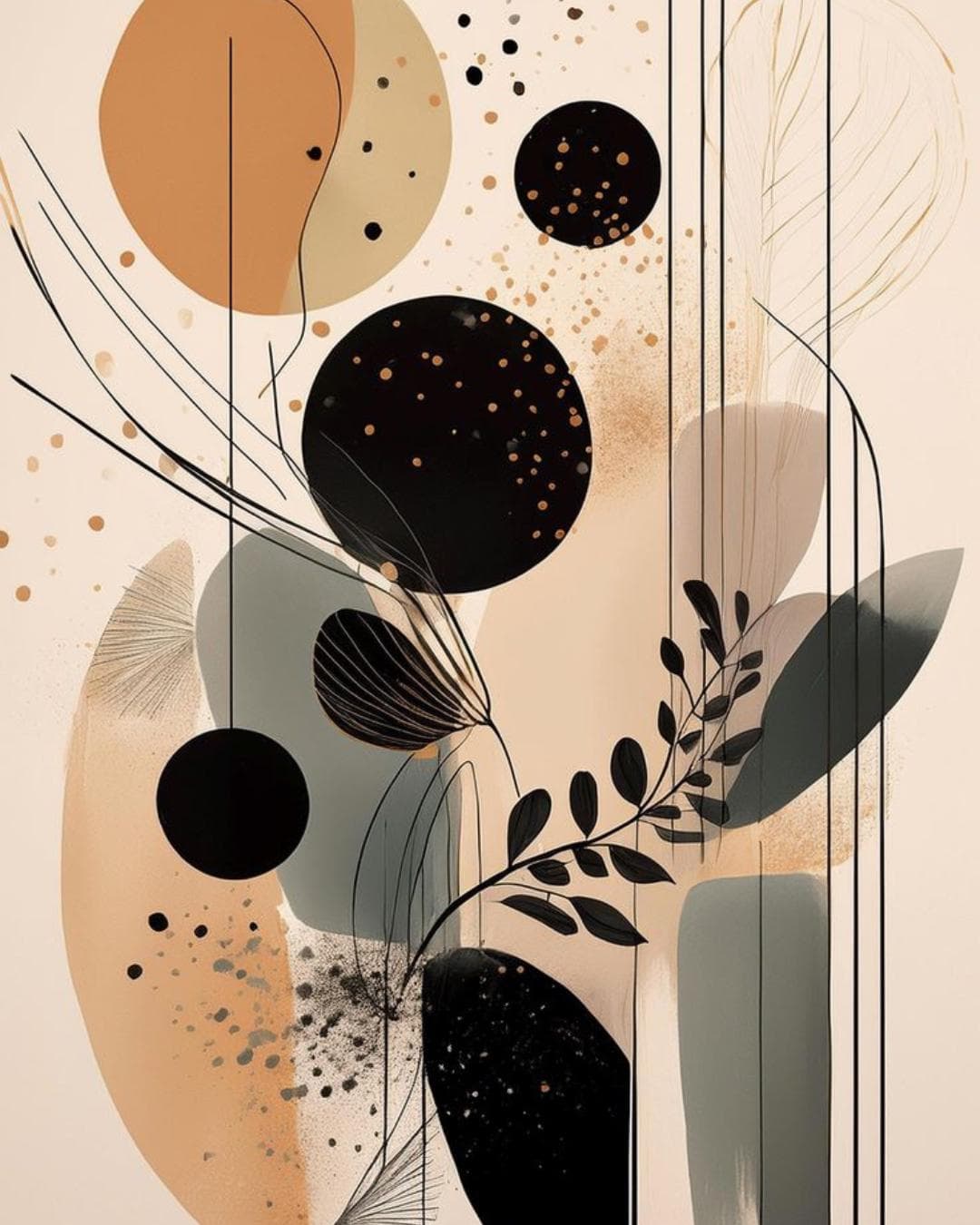 Abstract Wall Art Printable, Modern Black & Beige Minimalist Geometric Art, Neutral Home Decor Download - image 5