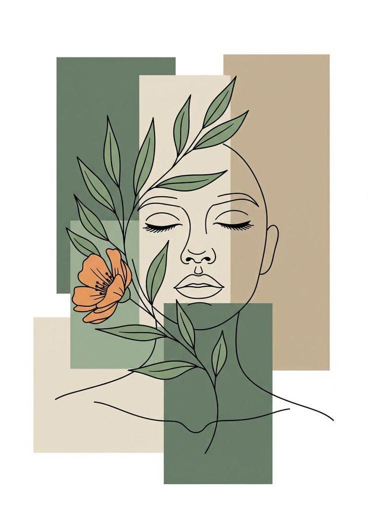 Minimalist Woman Line Art Print | Boho Botanical Face (Digital Download) - image 5