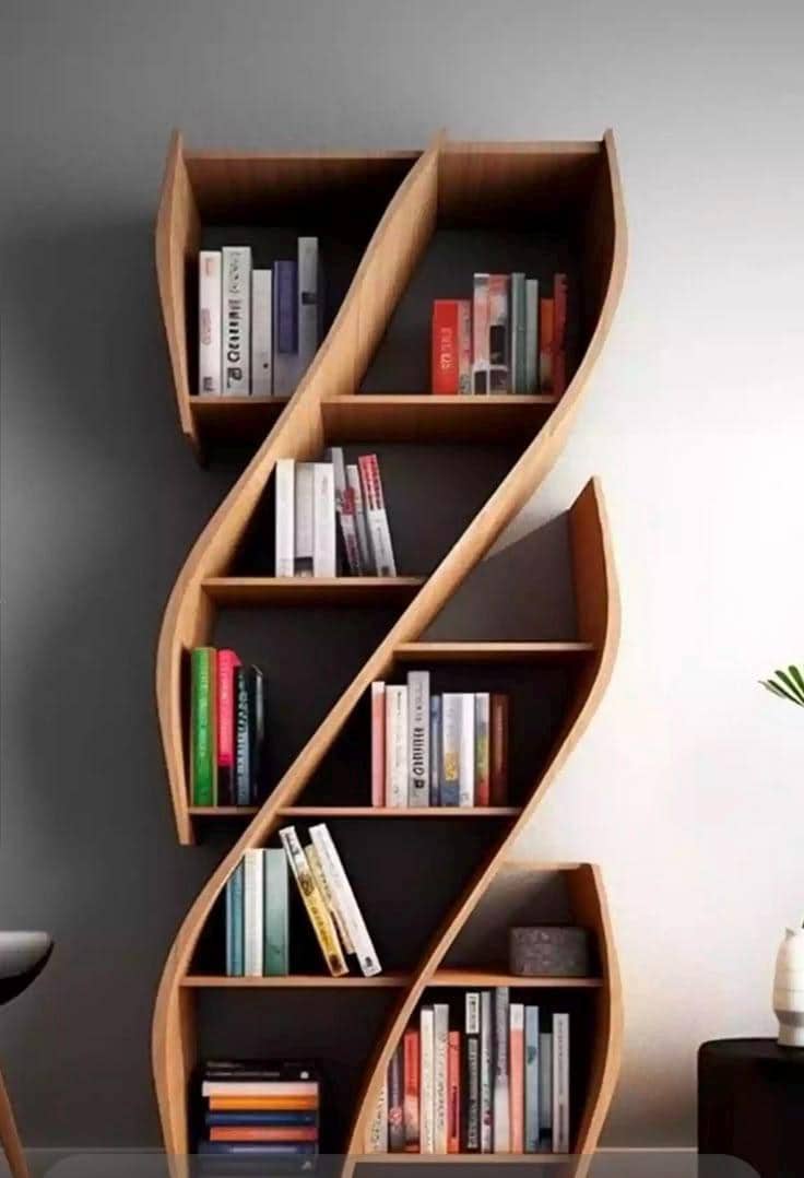 Modern Spiral Wooden Bookshelf | Creative Wall Shelf Interior Design (Digital Download) - image 3
