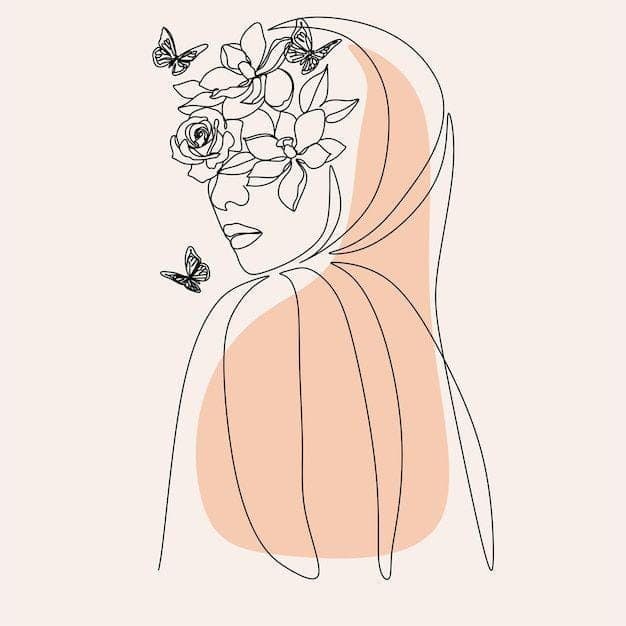 Minimalist Woman Line Art Print | Boho Botanical Face (Digital Download)