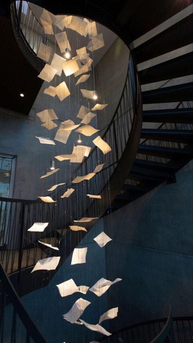 Floating Book Pages Art Print | Staircase Wall Decor (Digital Download)