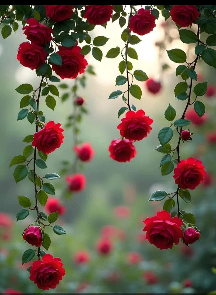 Red and Pink Roses Garden | Romantic Floral Nature Background - image 3