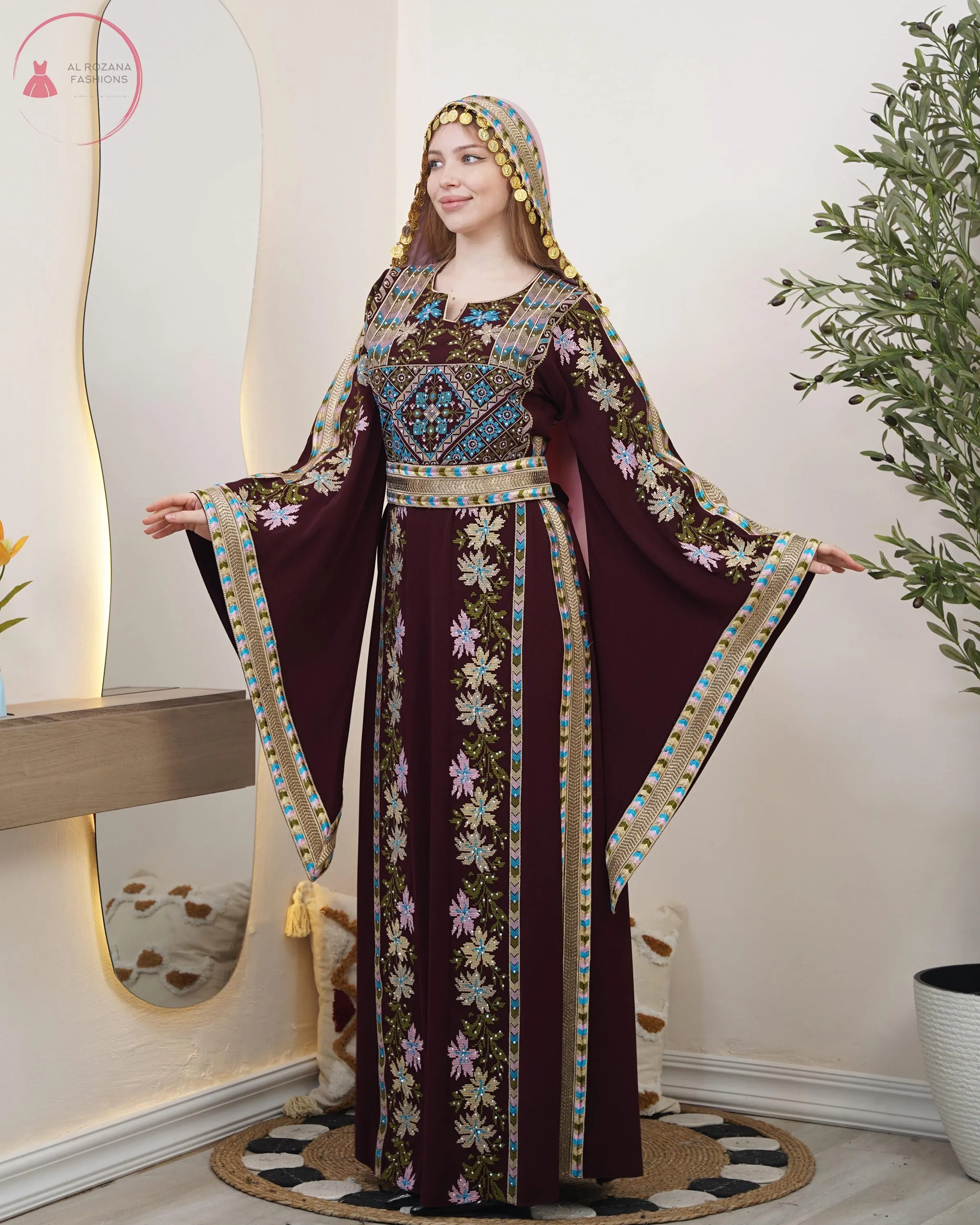 Elegant Women’s Thobe Dress with Belt – Complete Hijab Set for Women#129 - image 5