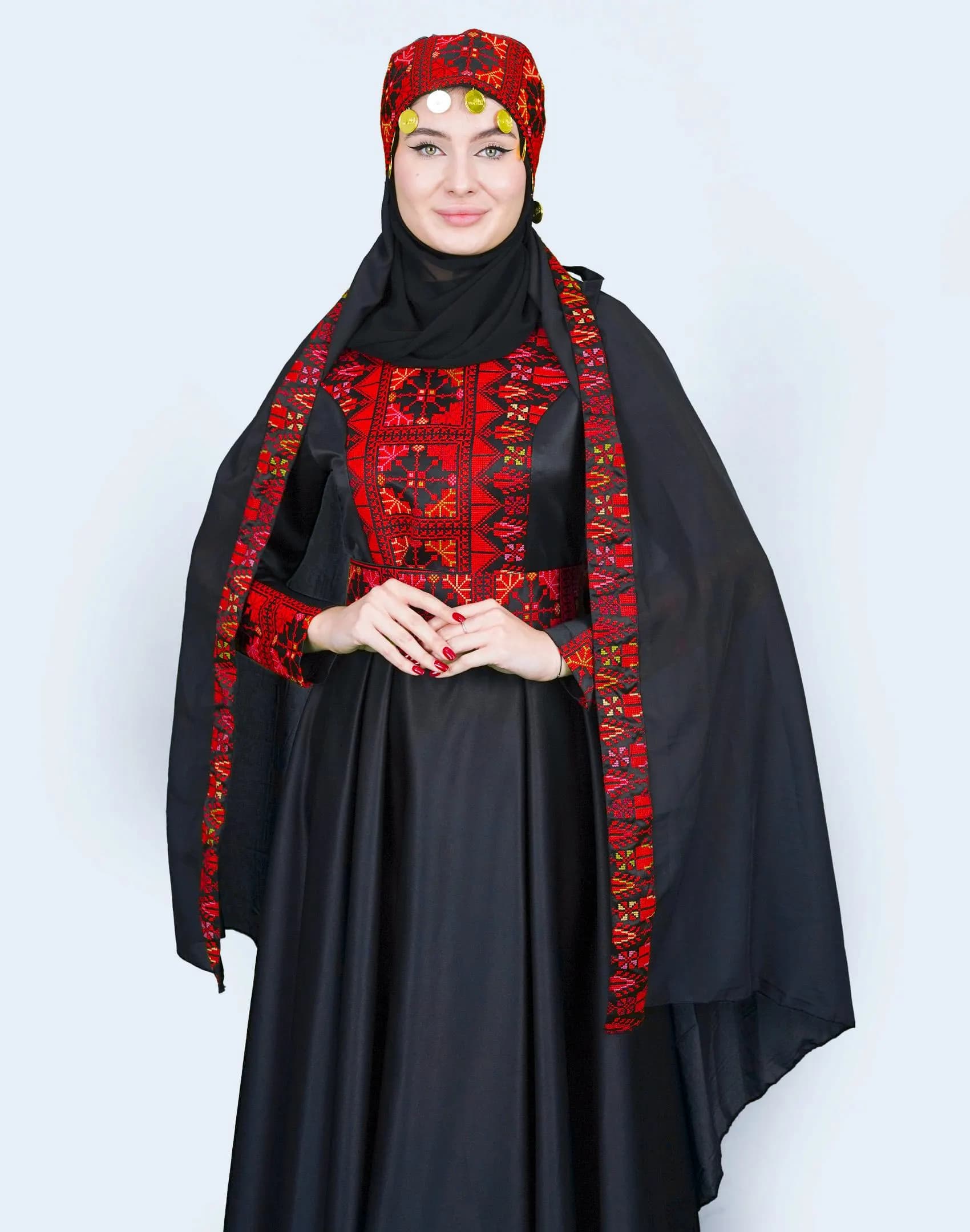 Modern Palestinian High-Neck Dress with Embroidered Bodice #15 - image 4