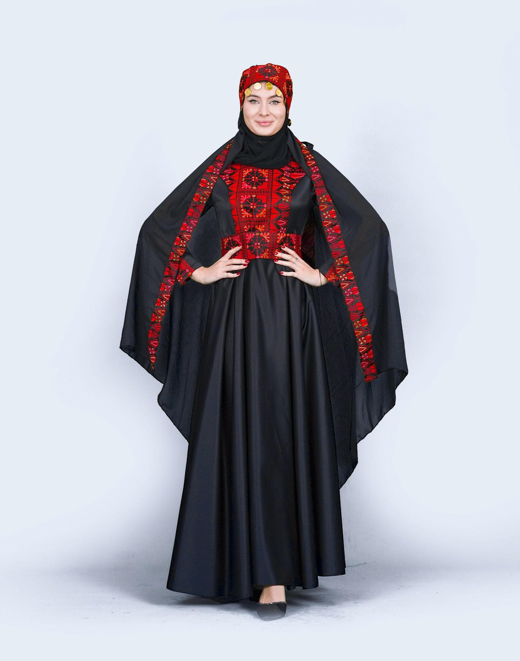 Modern Palestinian High-Neck Dress with Embroidered Bodice #15 - image 3