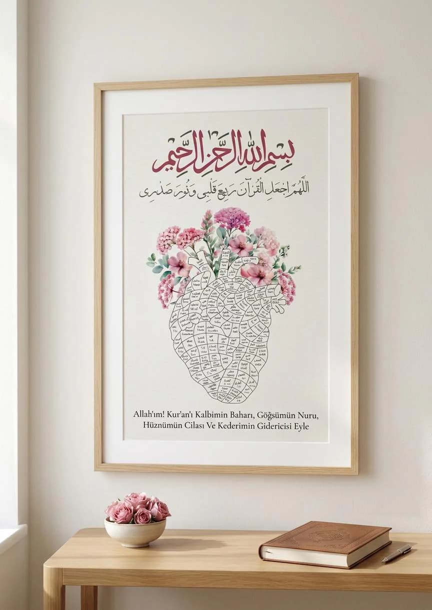 Bilingual Quran Memorization Flower Heart Tracker/Floral Islamic Gift, Instant Download Printable
