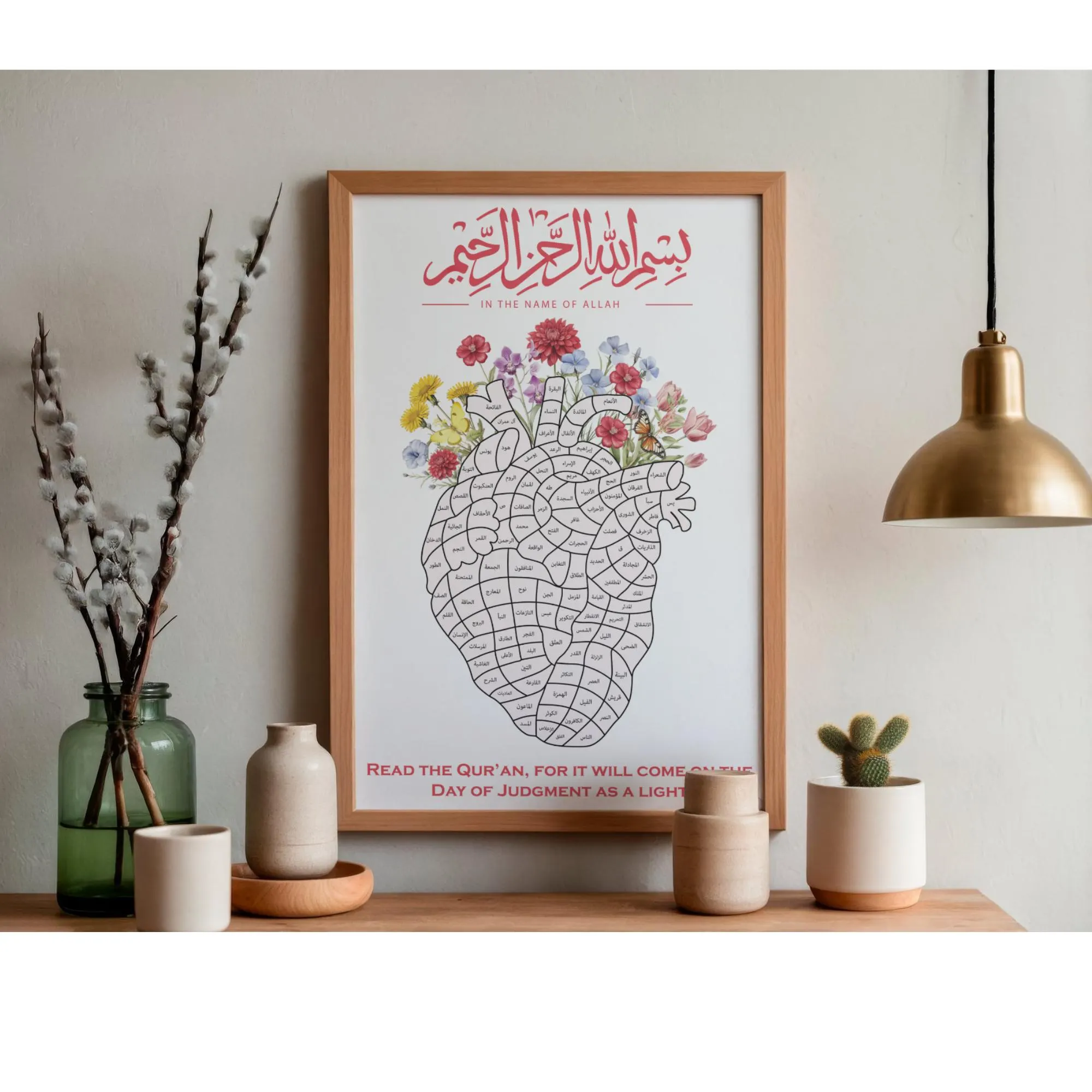 Quran Memorization Tracker | Heart Map Islamic Poster (Digital Download A3/A4)