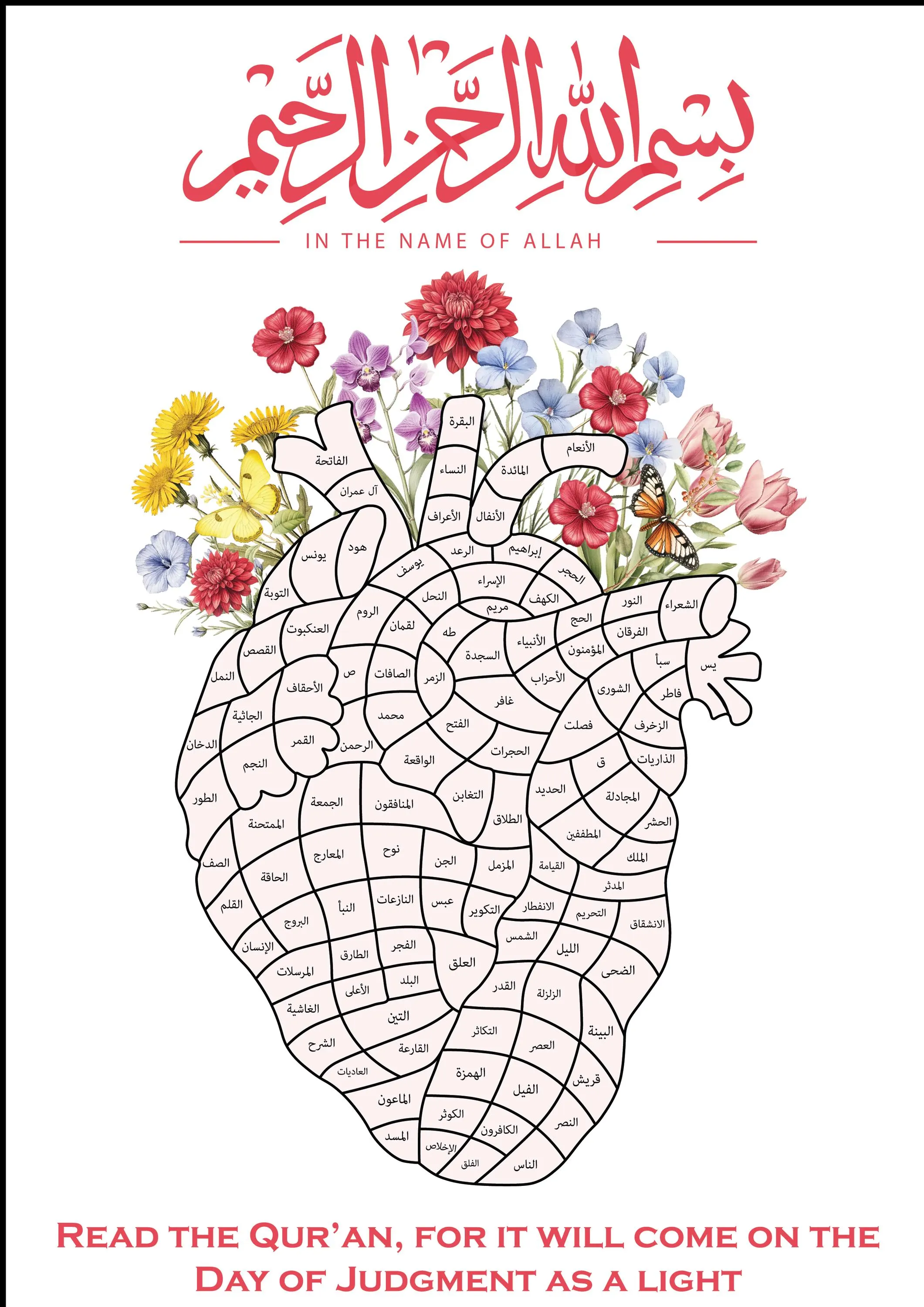 Quran Memorization Tracker | Heart Map Islamic Poster (Digital Download A3/A4) - image 4