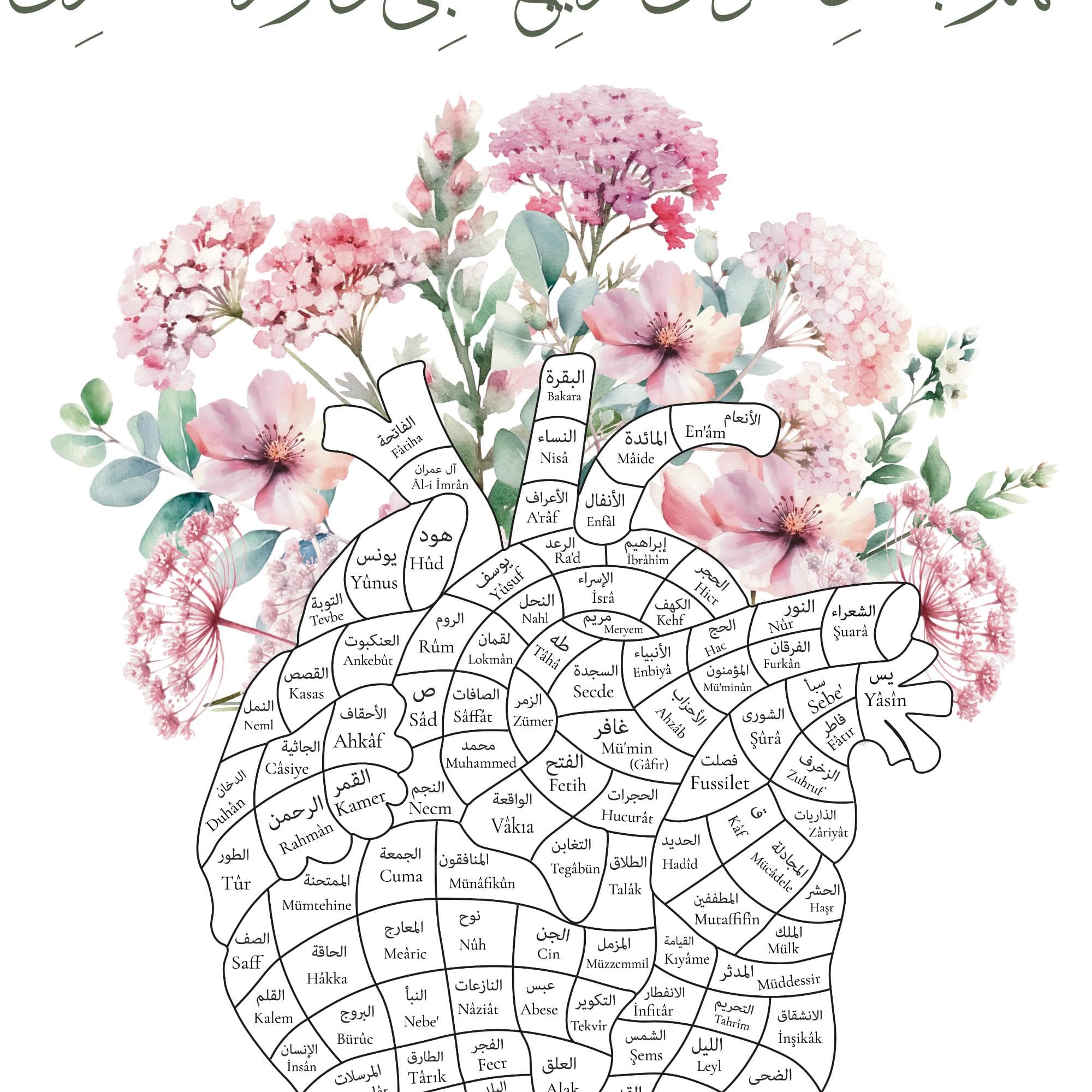 Bilingual Quran Memorization Flower Heart Tracker/Floral Islamic Gift, Instant Download Printable - image 4