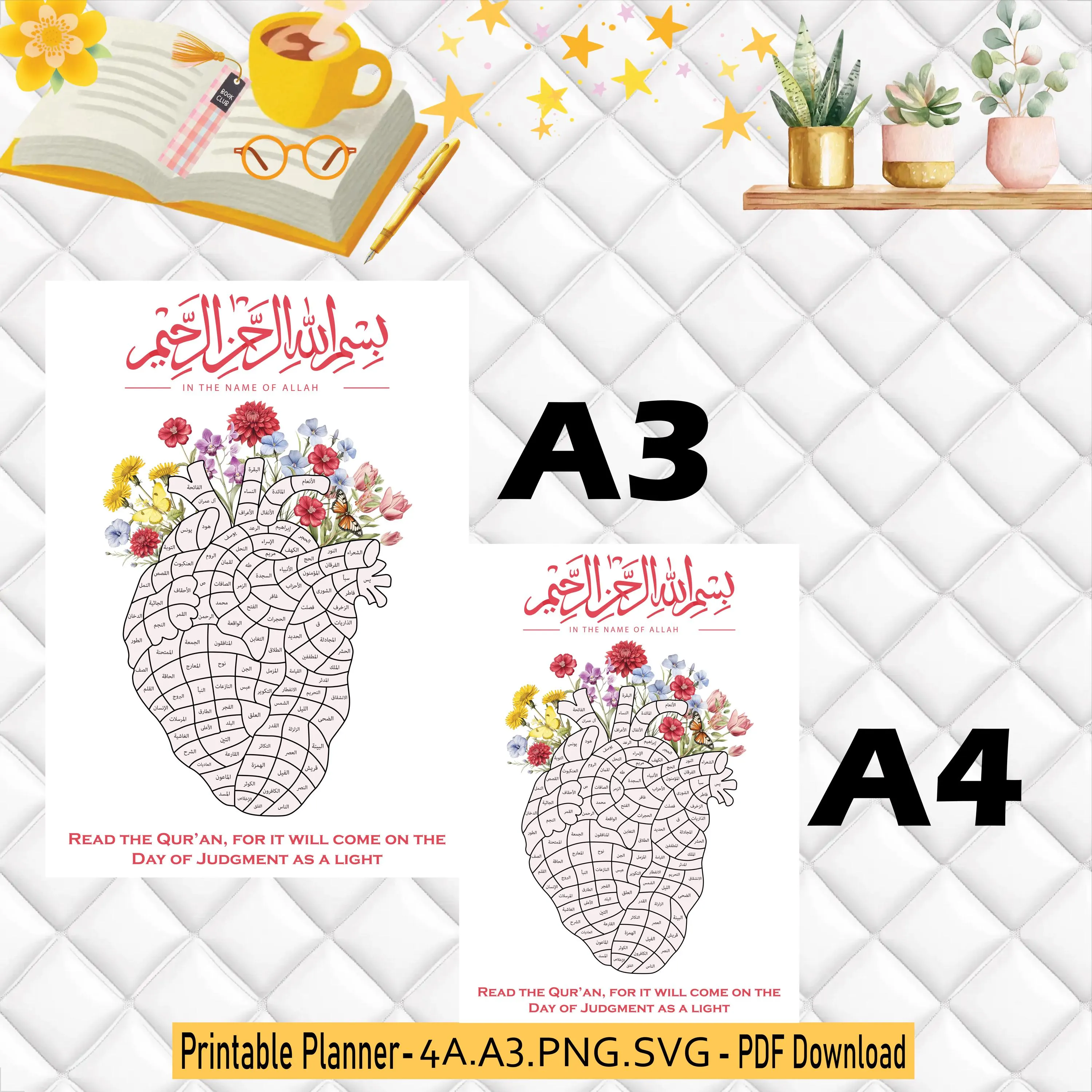 Quran Memorization Tracker | Heart Map Islamic Poster (Digital Download A3/A4) - image 5