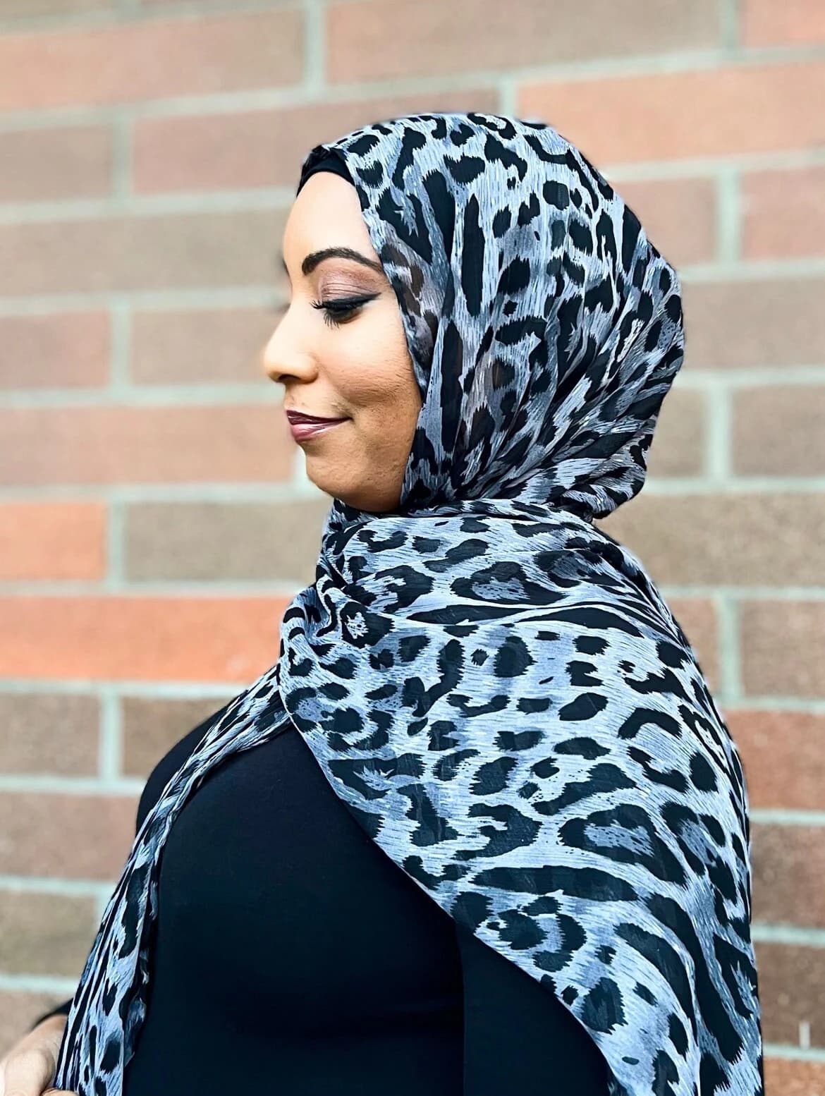 Designer Hijab Limited Edition Crinkle Chiffon Hijab Shadow Leopard - image 5