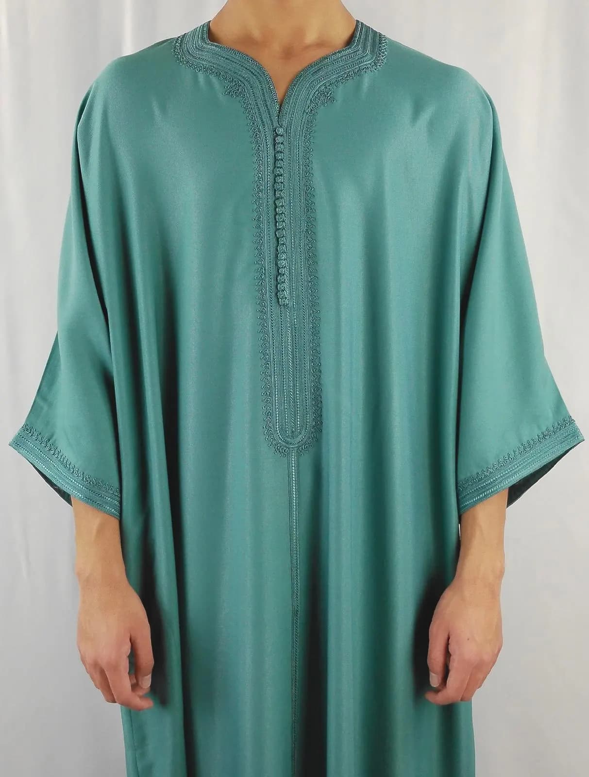 Premium Moroccan Thobe Gandoura - Sage - Heavy Gabardine Fabric (Option to Gift Box)