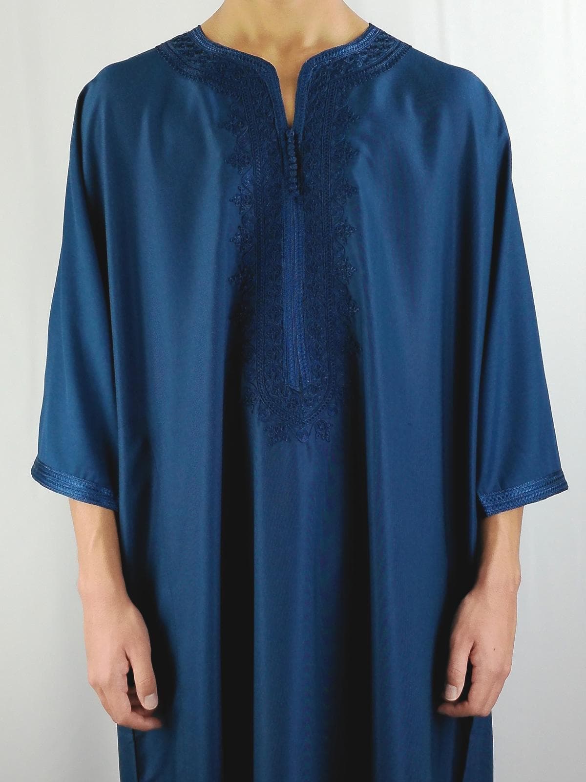 Classic Moroccan Thobe Gandoura (Gabardine Fabric) - Blue