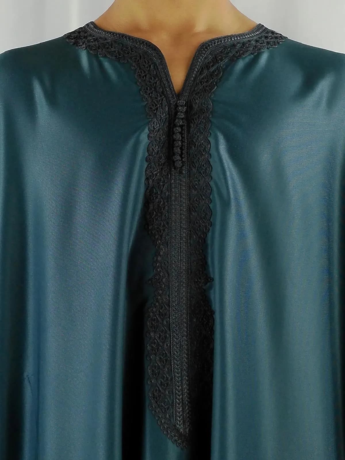 Classic Moroccan Thobe Gandoura (Gabardine Fabric) - Blue Grey - image 4