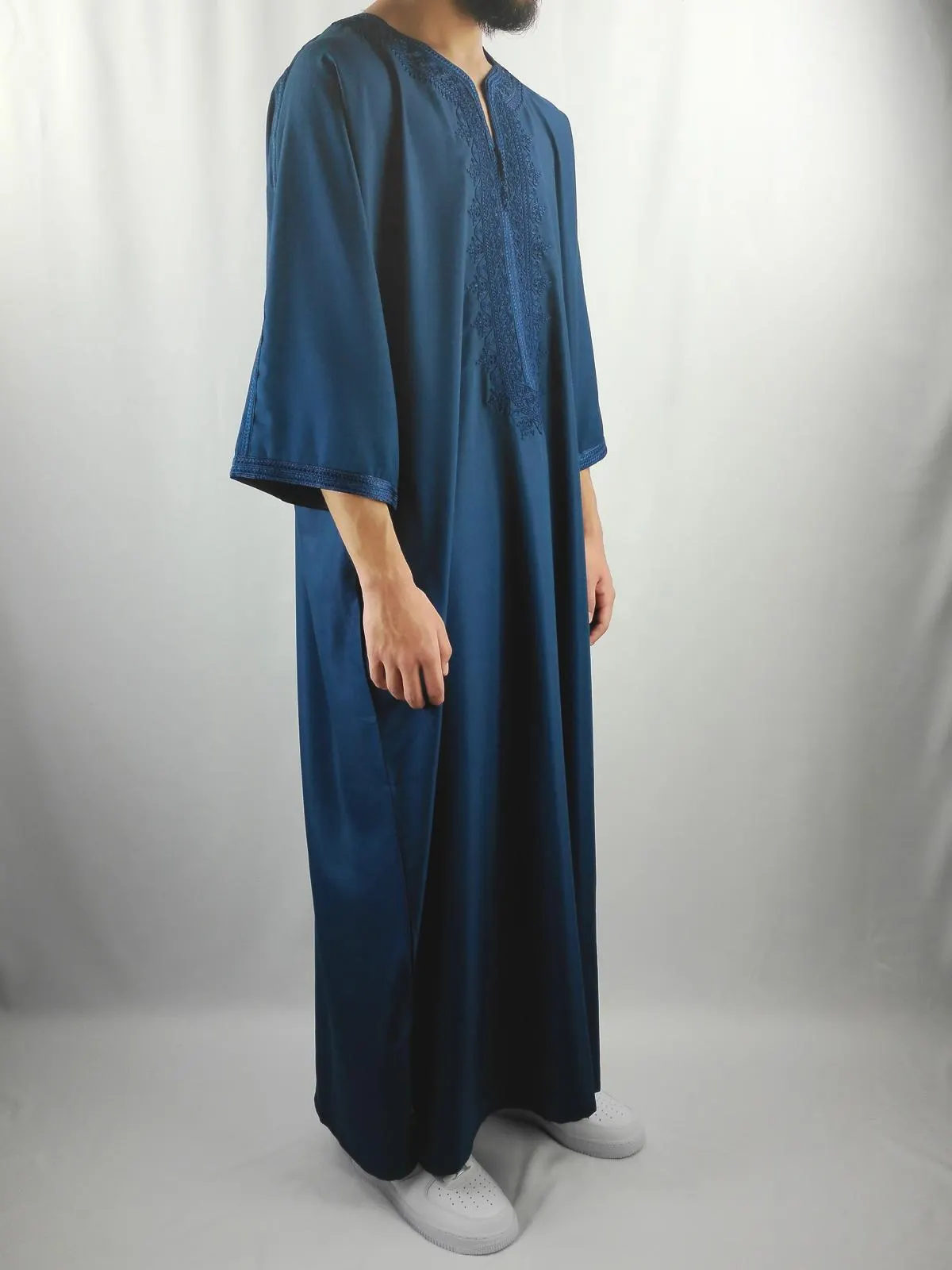 Classic Moroccan Thobe Gandoura (Gabardine Fabric) - Blue - image 5