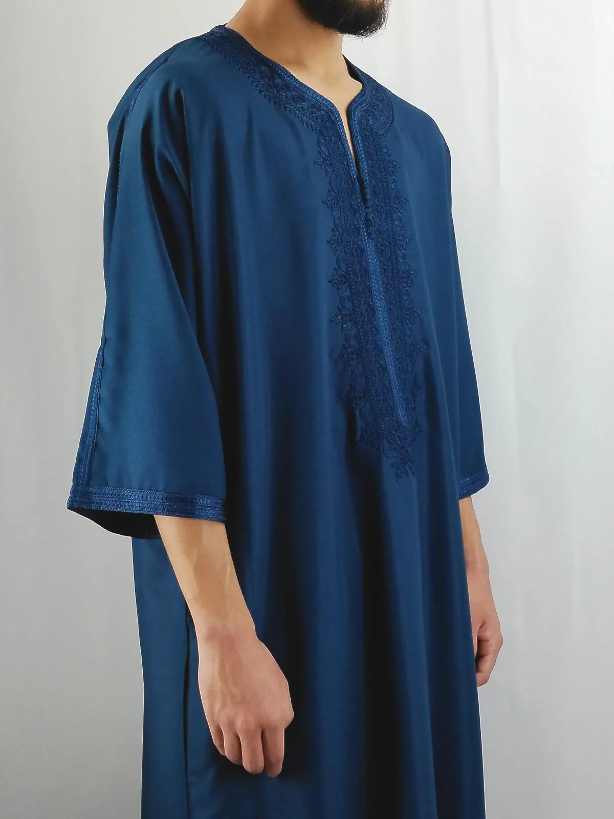 Classic Moroccan Thobe Gandoura (Gabardine Fabric) - Blue - image 3