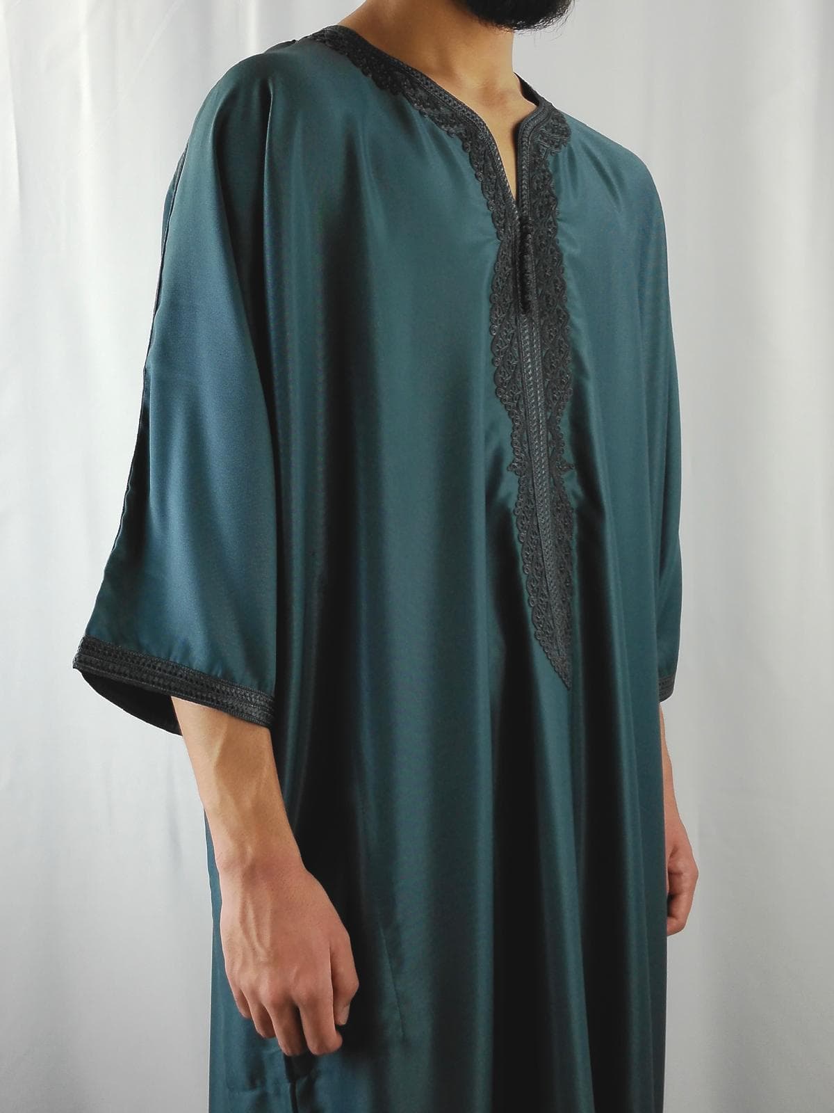 Classic Moroccan Thobe Gandoura (Gabardine Fabric) - Blue Grey - image 3