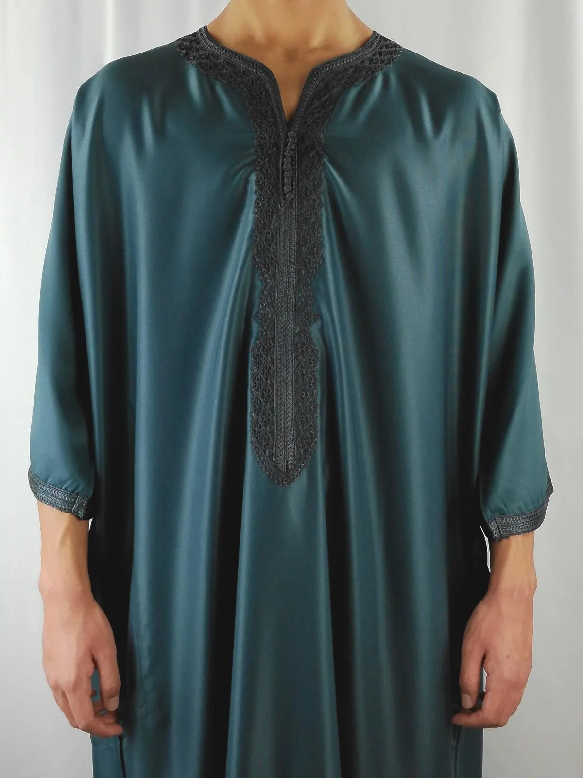 Classic Moroccan Thobe Gandoura (Gabardine Fabric) - Blue Grey