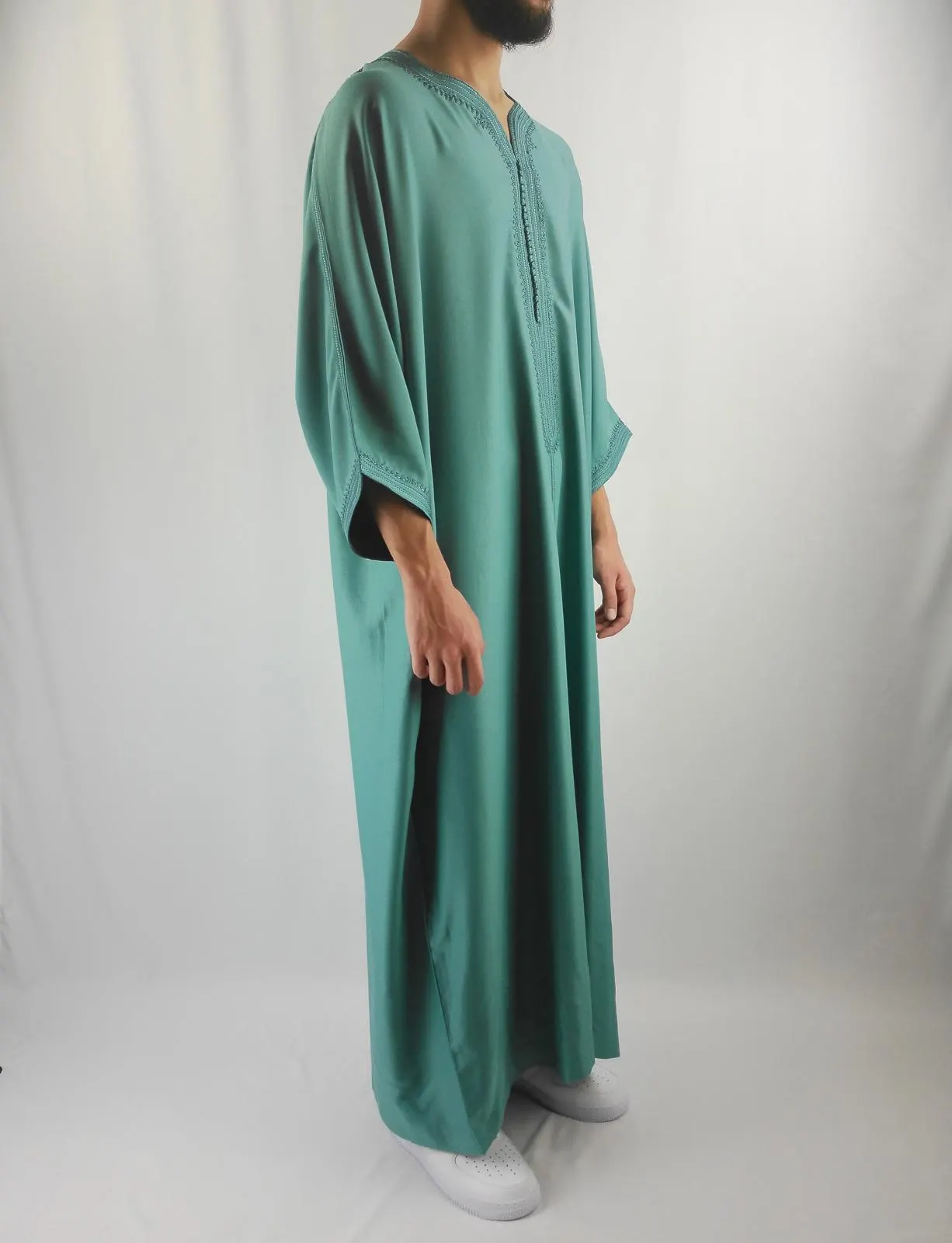 Premium Moroccan Thobe Gandoura - Sage - Heavy Gabardine Fabric (Option to Gift Box) - image 5