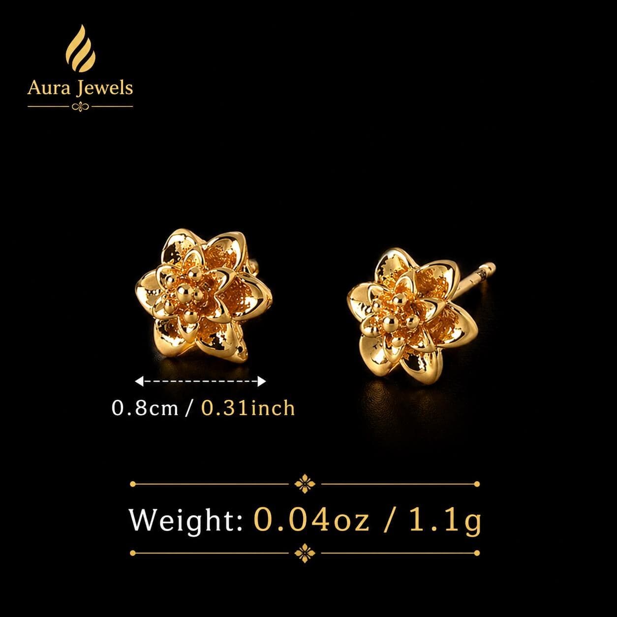 18k Gold Plated Flower Stud Earrings | Elegant Floral Everyday Jewelry - image 3