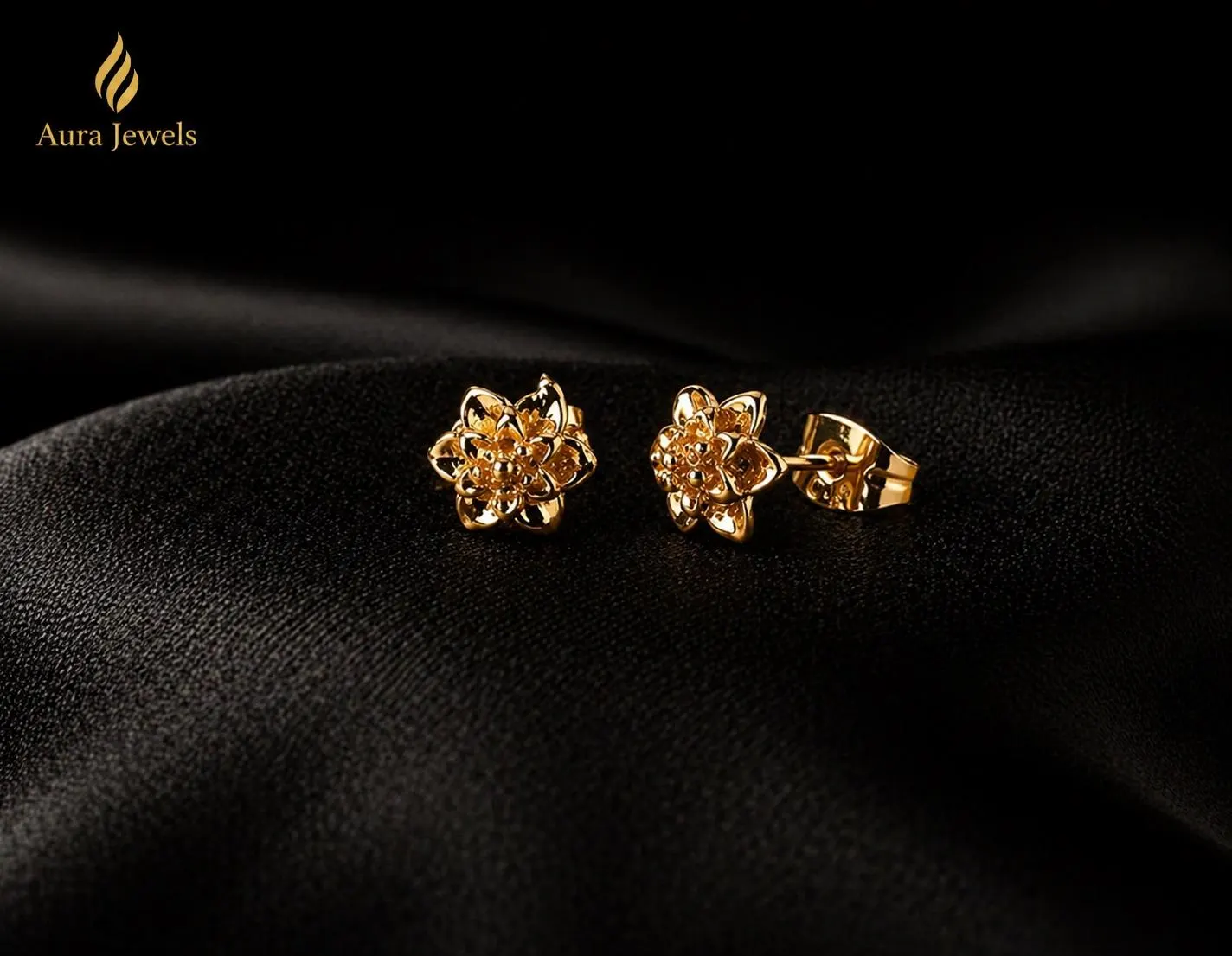18k Gold Plated Flower Stud Earrings | Elegant Floral Everyday Jewelry - image 2