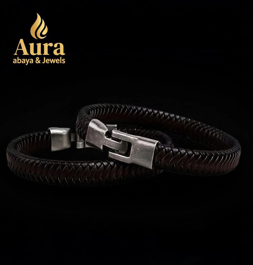 Men Brown Leather Bracelet – Braided Wristband, Stainless Steel Clasp, Minimalist Jewelry, Gift for Him