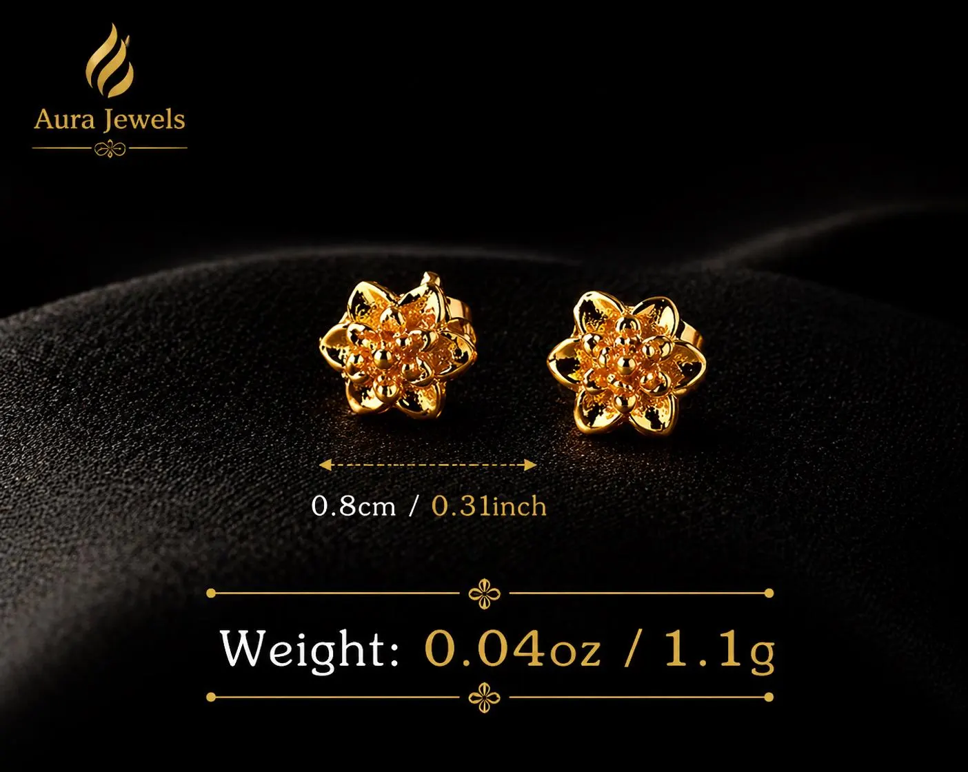 18k Gold Plated Flower Stud Earrings | Elegant Floral Everyday Jewelry - image 4