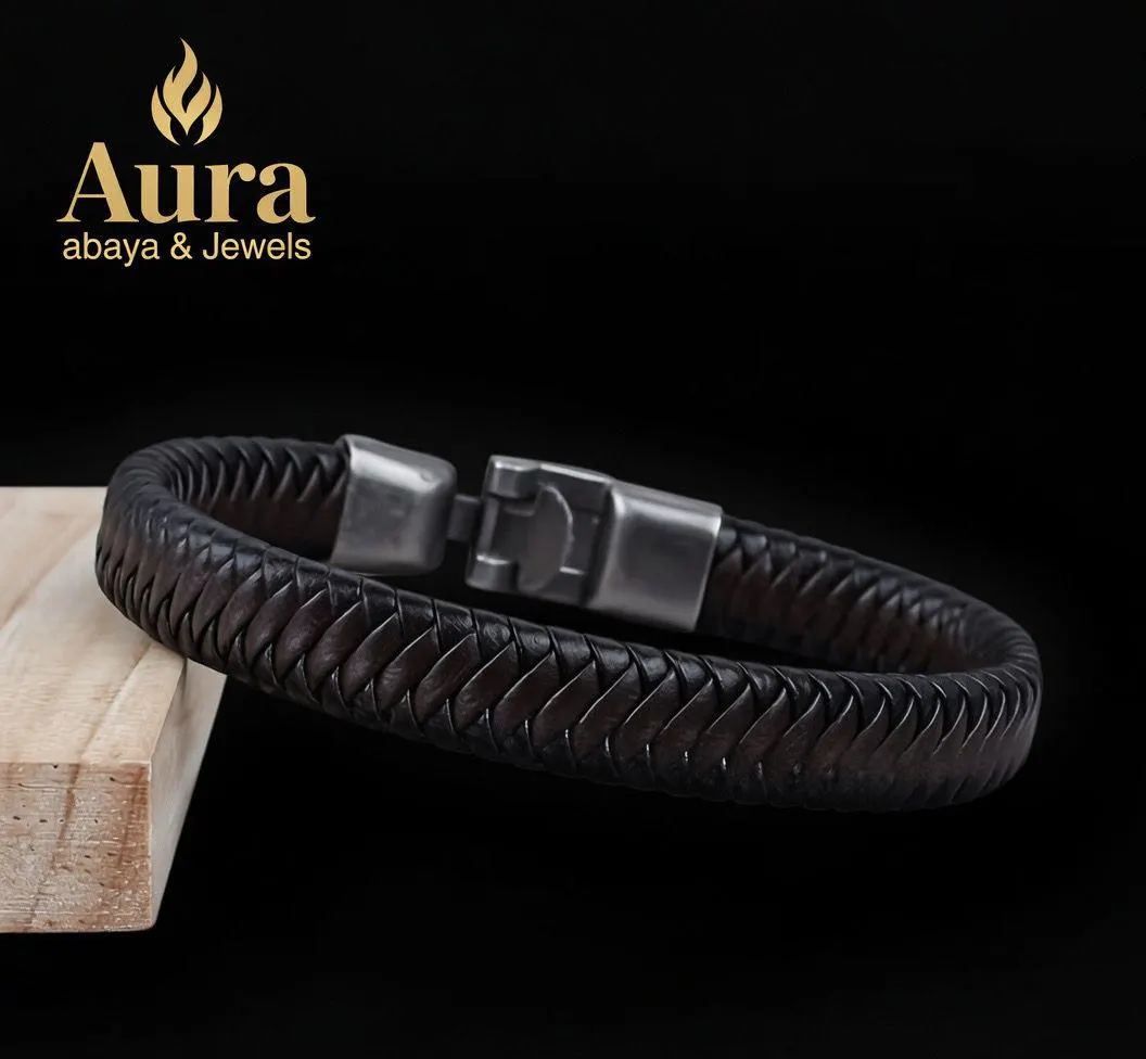 Men Brown Leather Bracelet – Braided Wristband, Stainless Steel Clasp, Minimalist Jewelry, Gift for Him - image 3