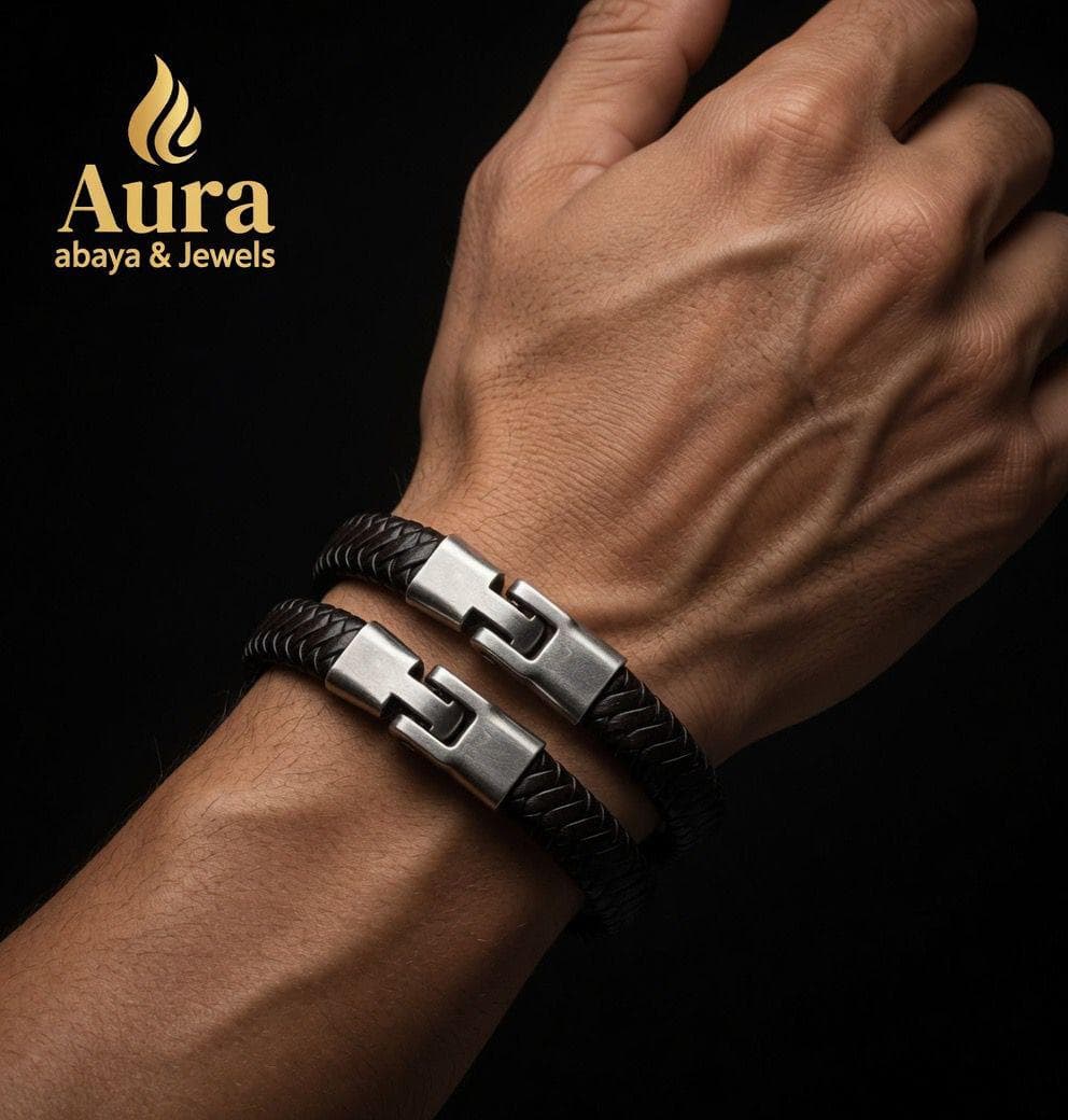 Men Brown Leather Bracelet – Braided Wristband, Stainless Steel Clasp, Minimalist Jewelry, Gift for Him - image 4