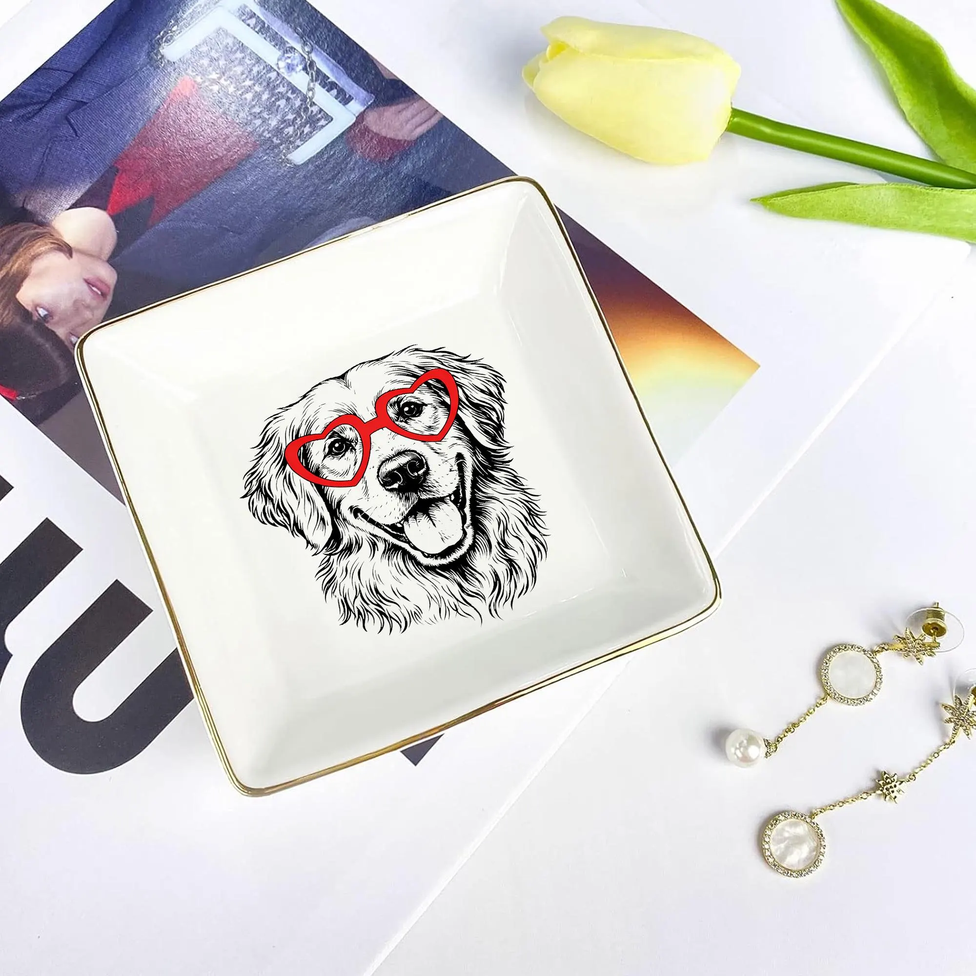 Custom Pet Portrait Ceramic Ring Dish, Engagement Gift - image 4