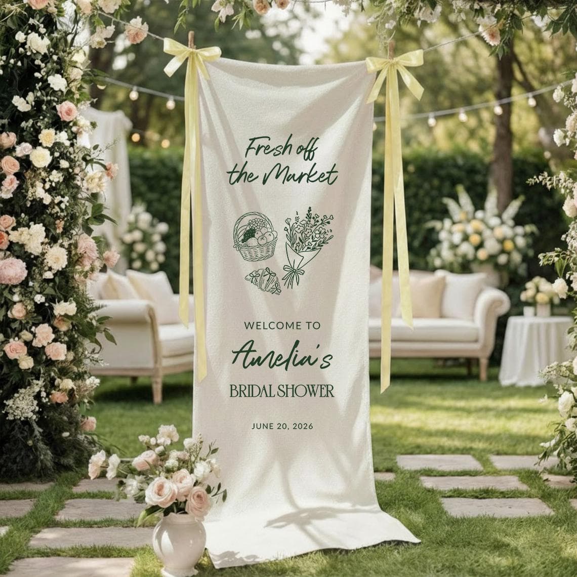 Personalized Bridal Shower Banner, Fresh off the Market Sign - image 3