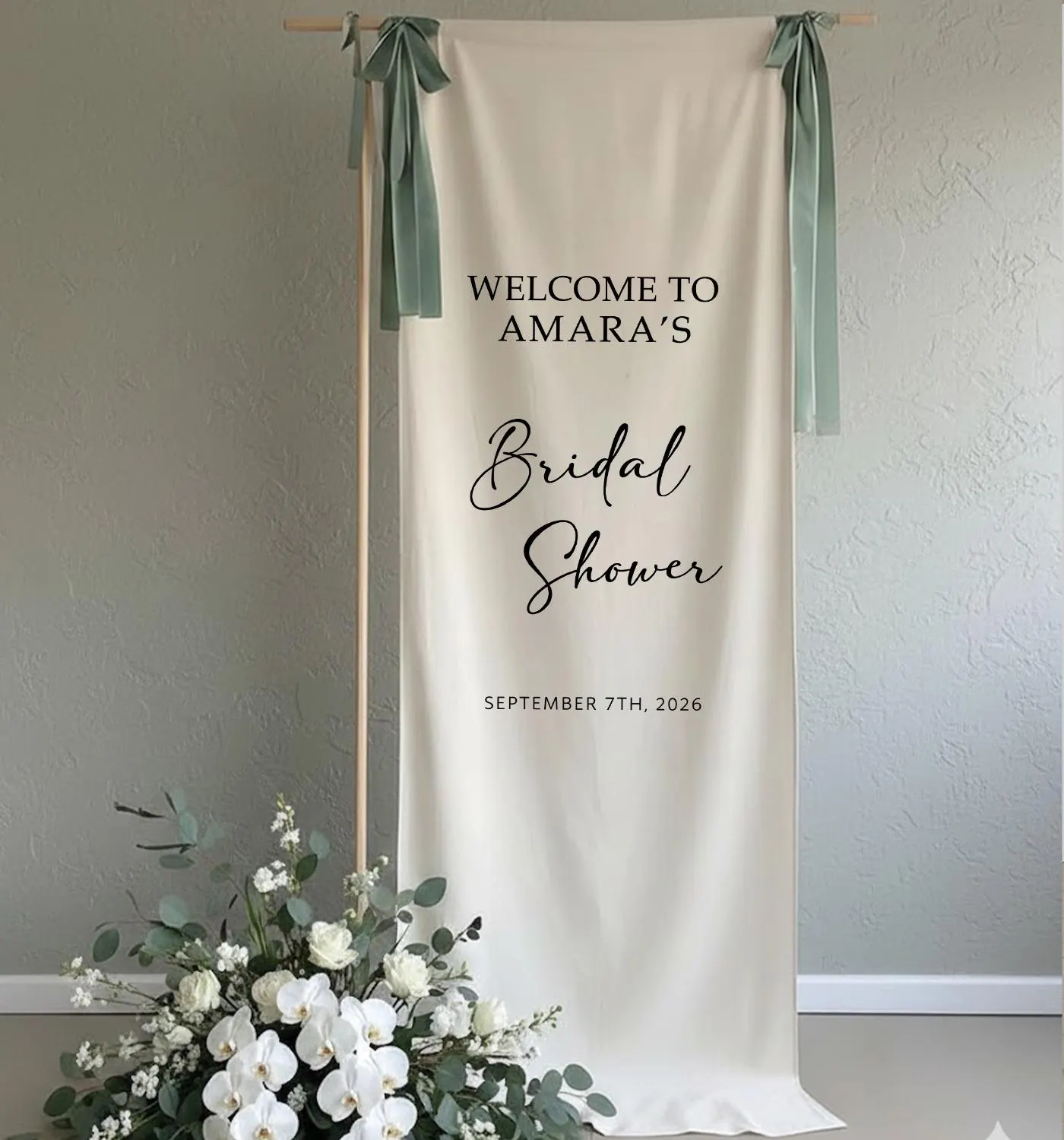 Personalized Bridal Shower Welcome Banner, Linen or Polyester