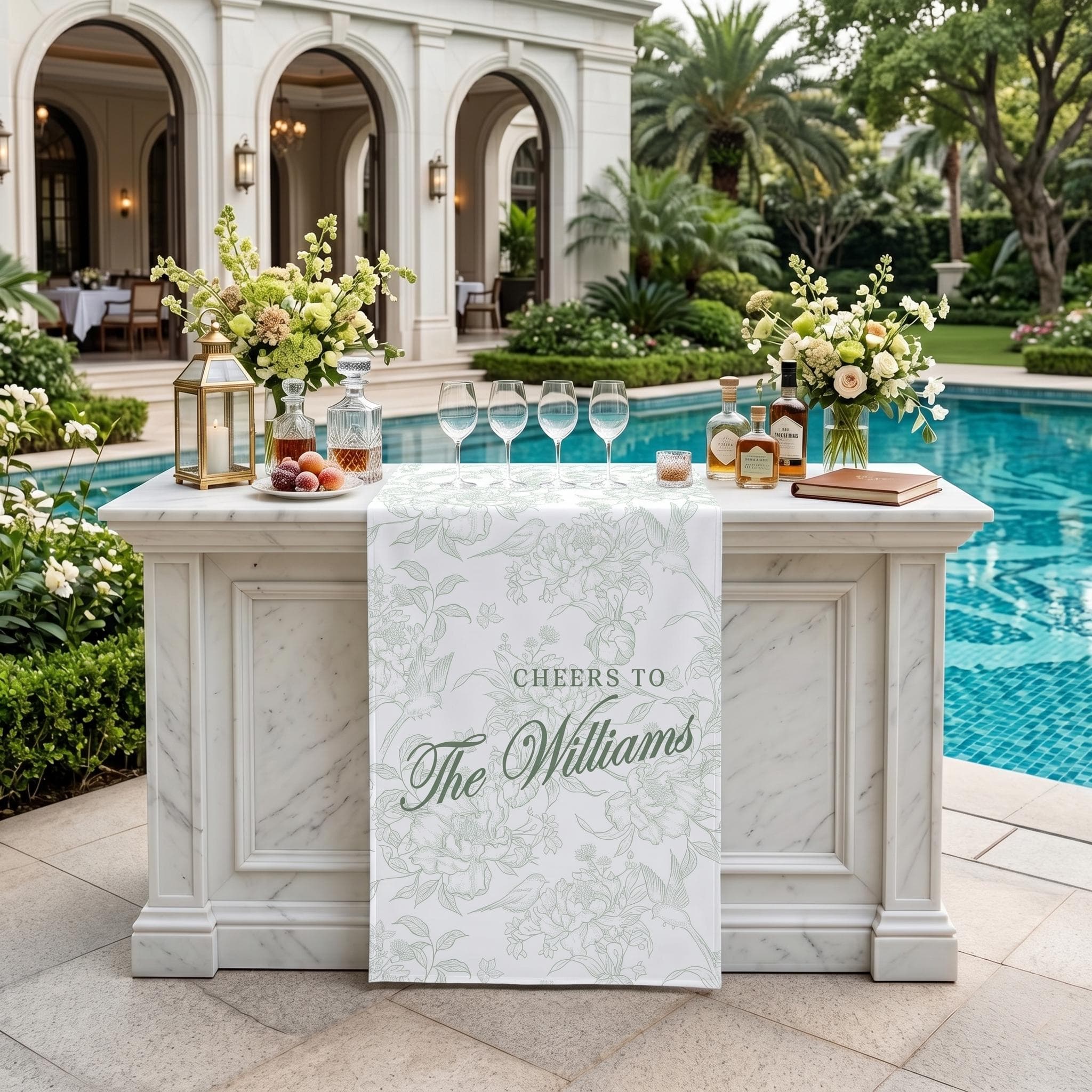 Personalized Wedding Bar Sign Fabric Banner, Custom His and Hers Bar Sign, Elegant Drink Station Decor, Linen name Bar Front Sign Reception - image 5