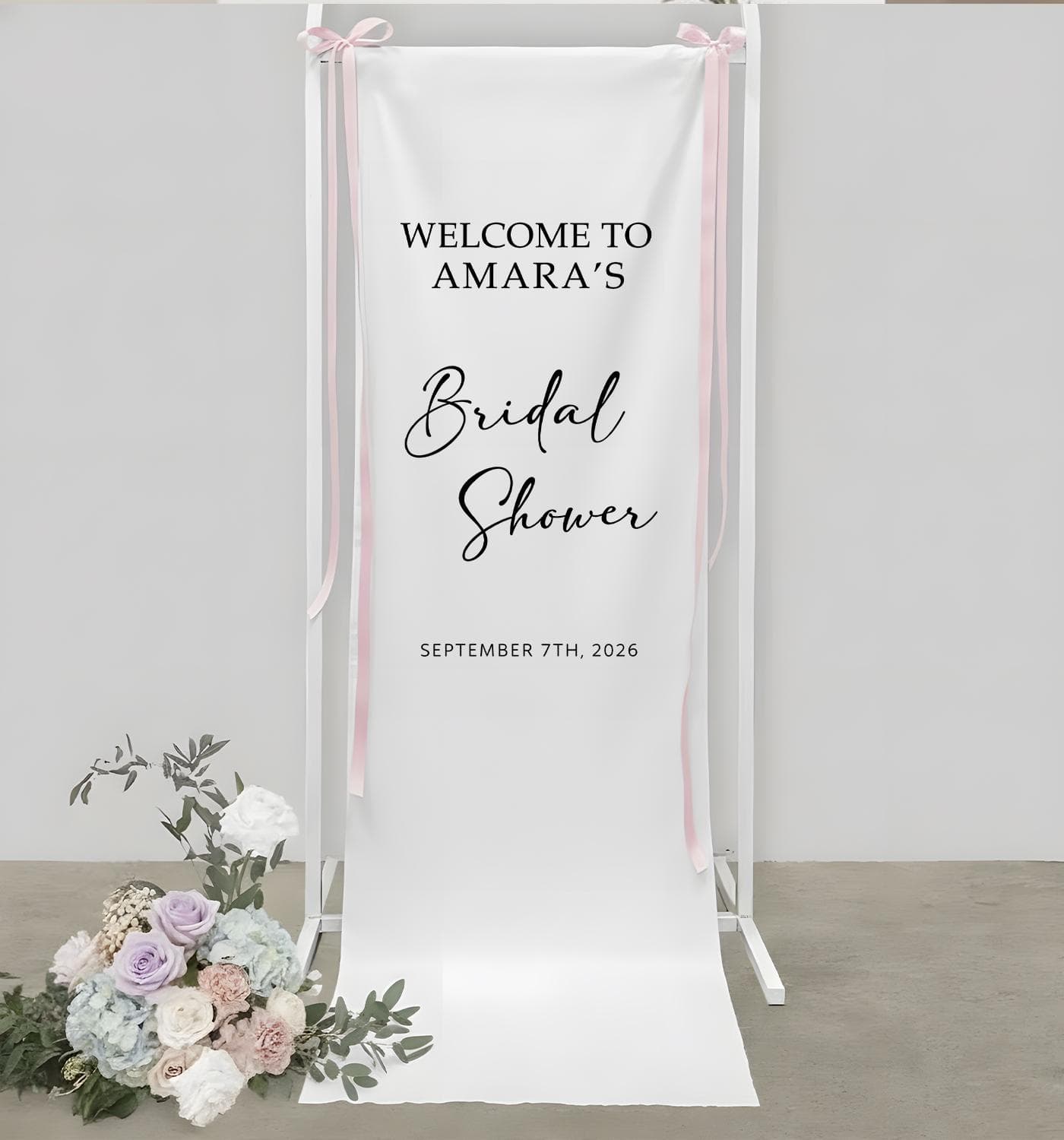 Personalized Bridal Shower Welcome Banner, Linen or Polyester - image 5