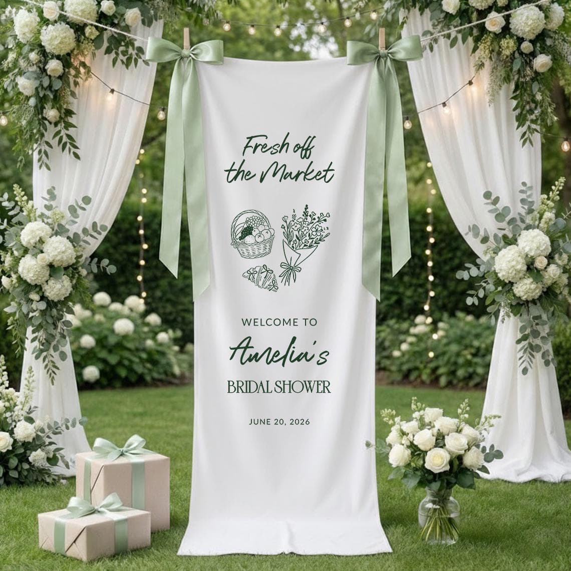 Personalized Bridal Shower Banner, Fresh off the Market Sign - image 4