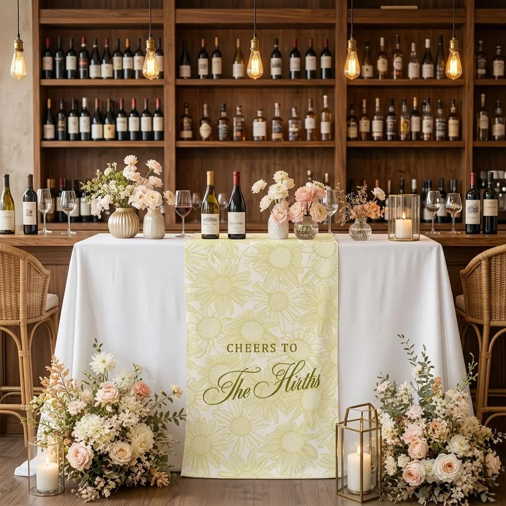 Peony Bar Menu Sign, Wedding Cocktails, Signature Drink Wedding Sign, Personalized Cocktail Bar Sign, Fabric Wedding Bar Banner decor - image 5