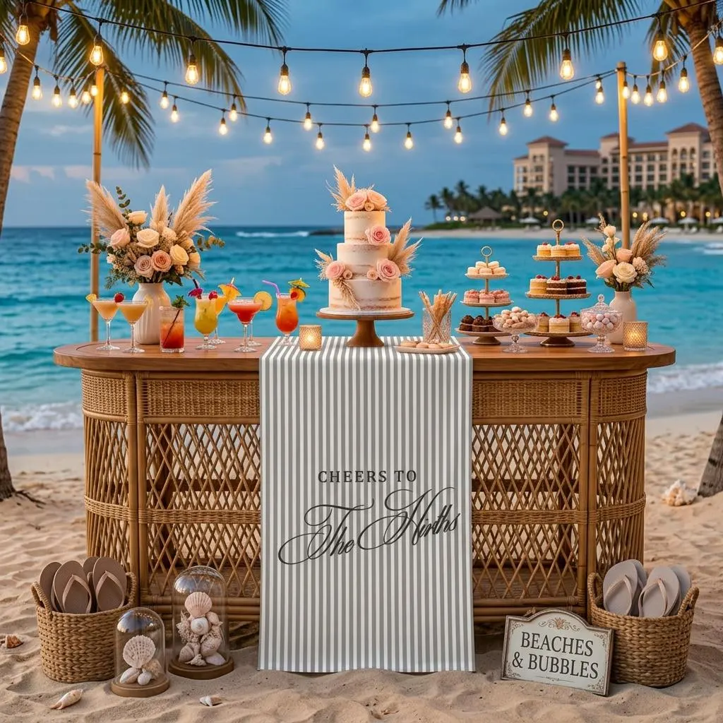 Personalized Wedding Bar Runner, Custom Fabric Wedding Banner, Reception Drink Station Decorr, Personalized Fabric Bar Runner, Striped sign - image 4