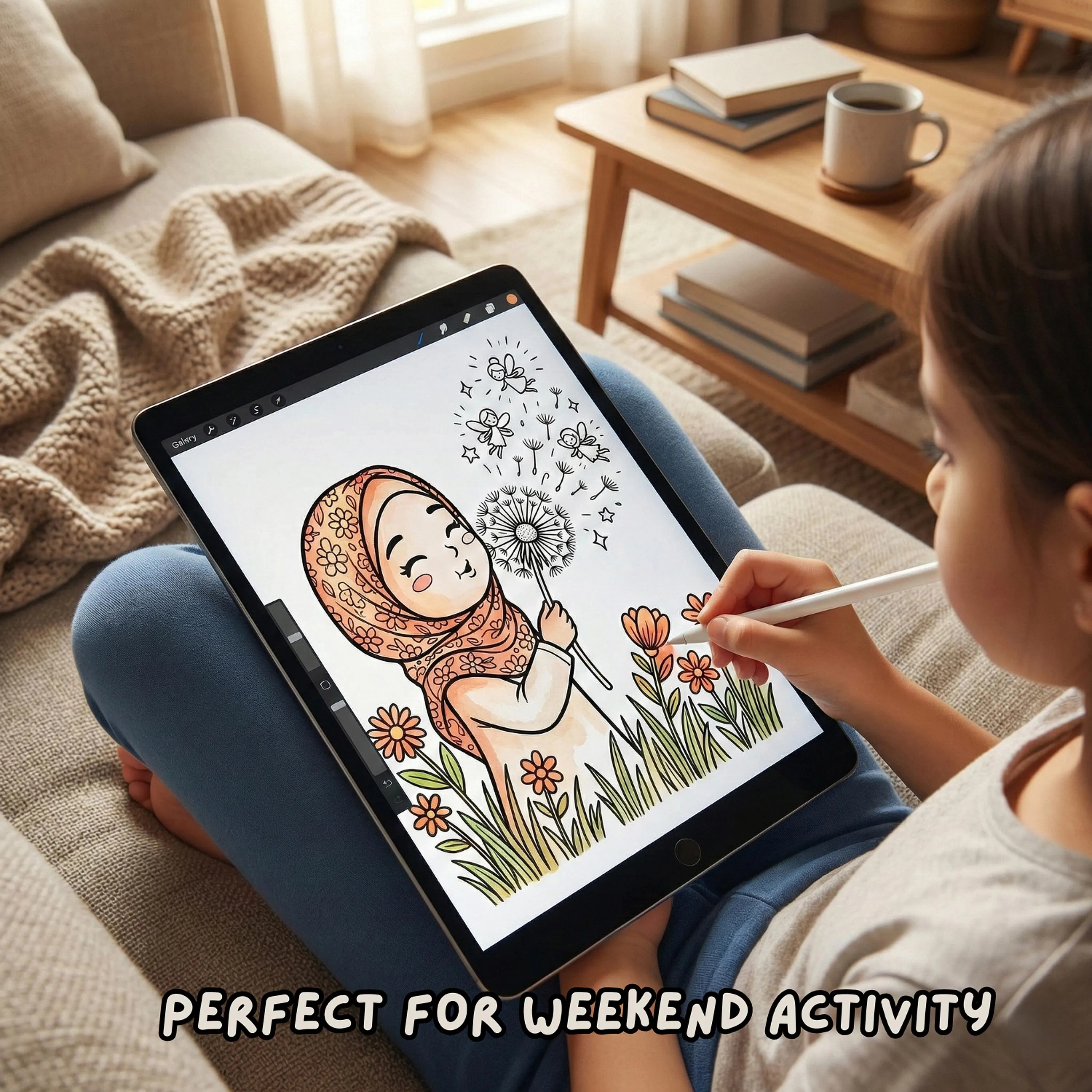 Hijabi Girl Spring Coloring Pages| Muslim Kids Ramadan Bonus (PDF Download) - image 4