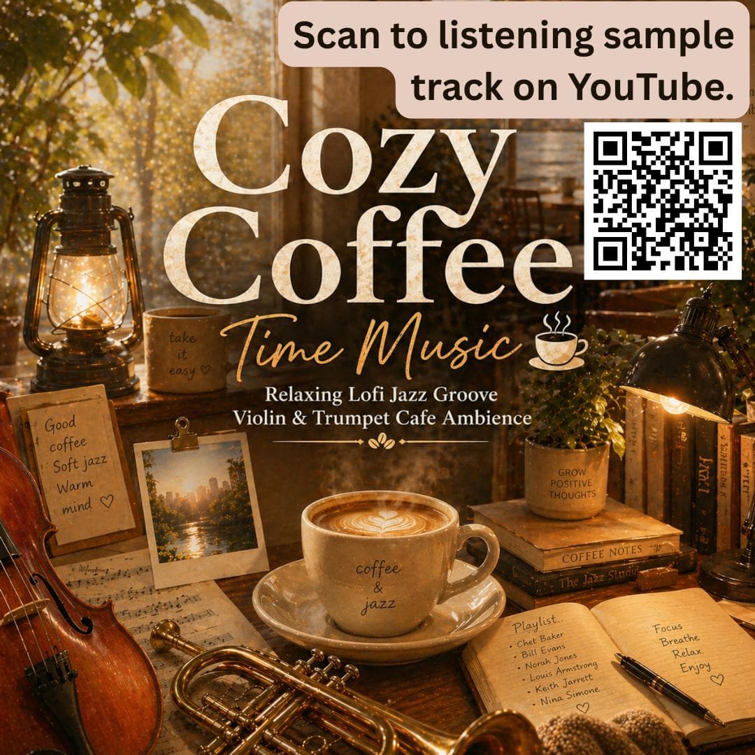 Cozy Coffee Lofi Jazz Music | Violin Trumpet Cafe Ambience MP3 Download | Chill Lofi Beats for Study Focus Reading & Mellow Work Background - image 4