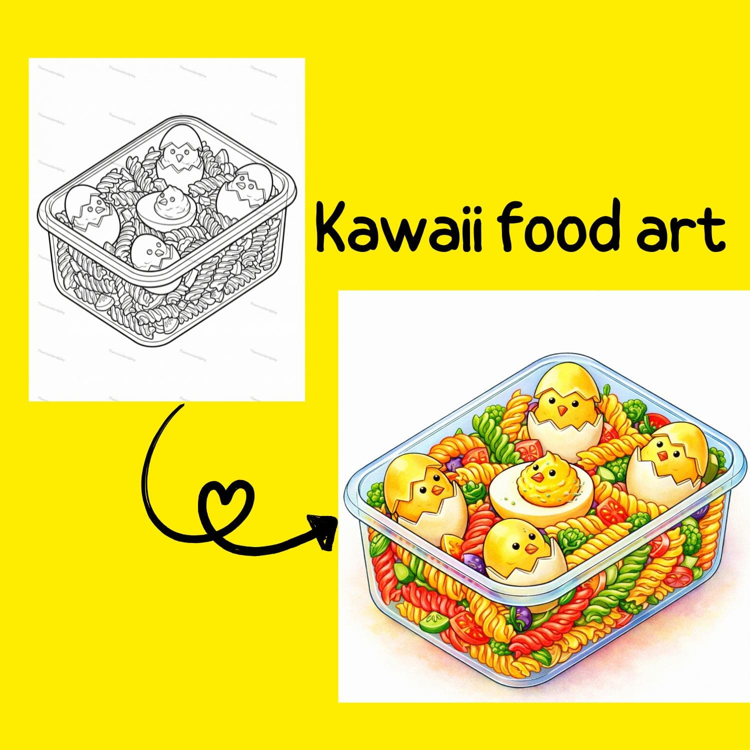 Kawaii Easter Lunchbox Coloring Book | Isometric Bento, Spring Picnic (PDF Pattern, 8.5x8.5, 22 Pages) - image 5
