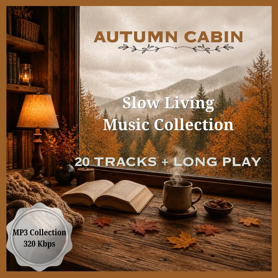 Slow Living Autumn Cabin Music | Cozy Autumn Instrumental Collection | 20 MP3 Tracks + 73 Min Long Play | Reading & Relaxation Music