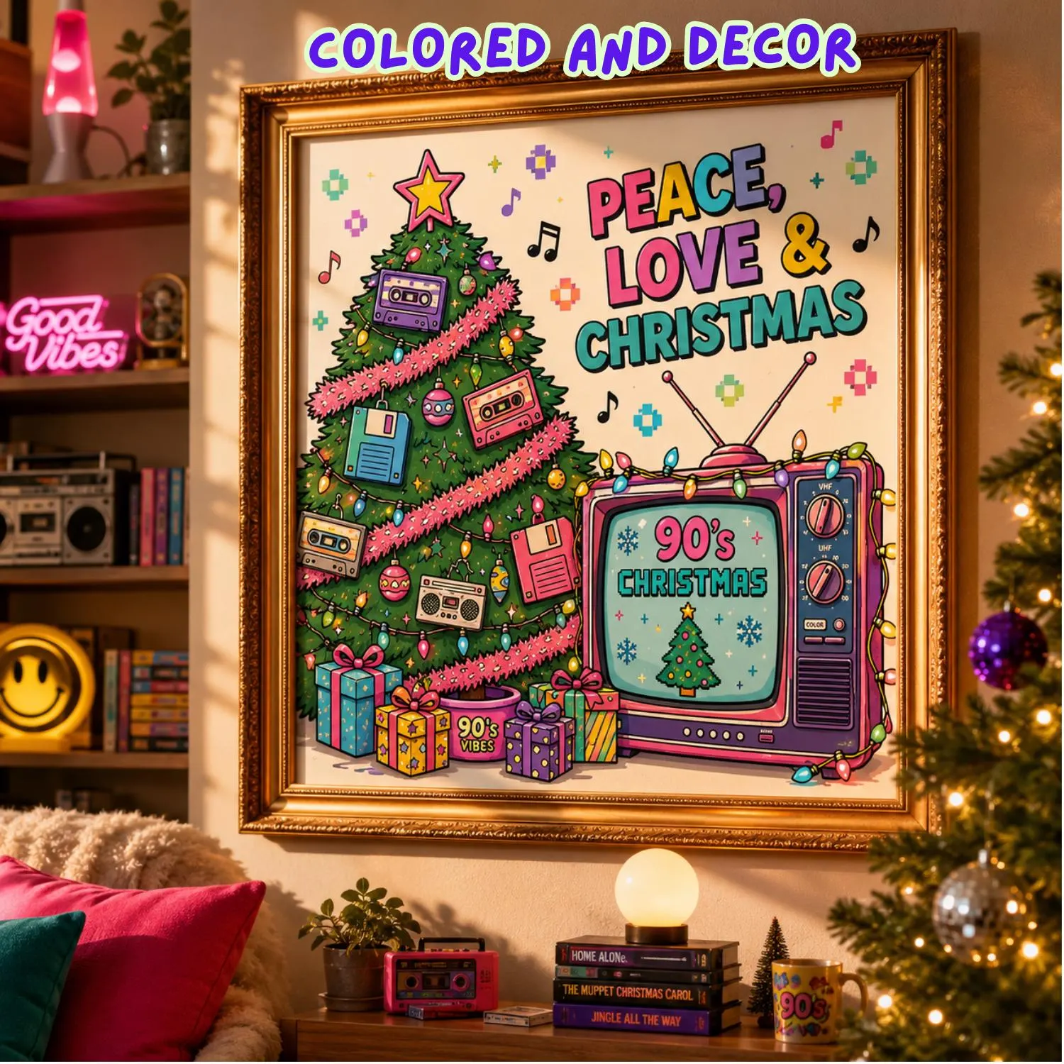 Retro 90s Christmas Coloring Book | 20 Nostalgic Xmas Doodles | Instant Download PDF | Adult Kids Activity, Holiday Craft, Best Seller - image 5
