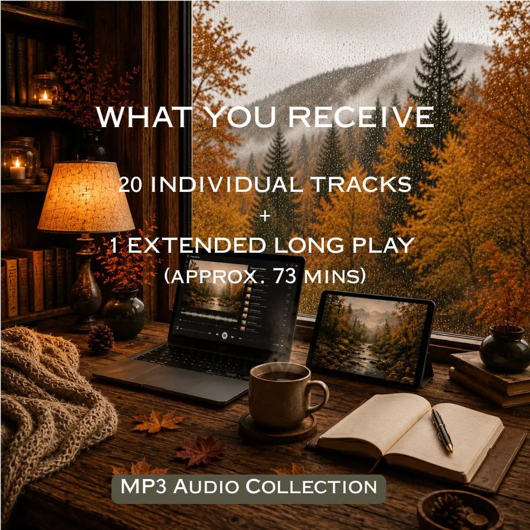 Slow Living Autumn Cabin Music | Cozy Autumn Instrumental Collection | 20 MP3 Tracks + 73 Min Long Play | Reading & Relaxation Music - image 2